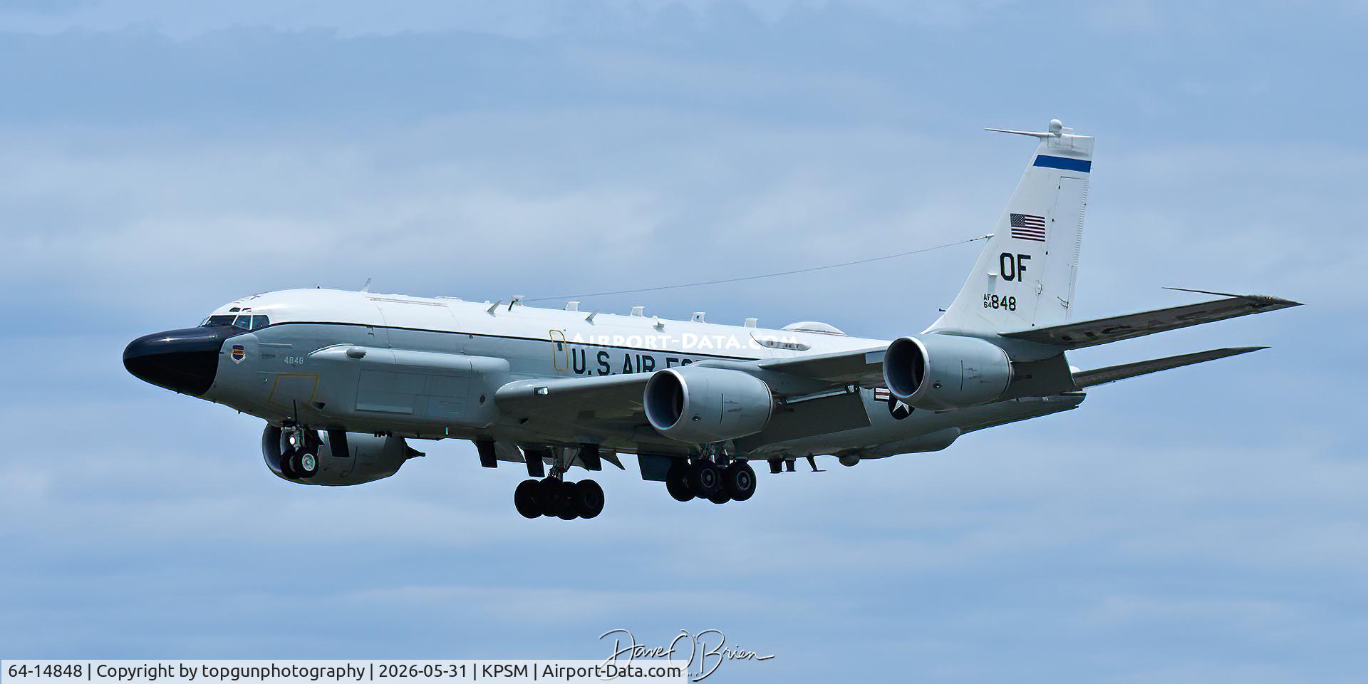 64-14848, 1964 Boeing RC-135V Rivet Joint, c/n 18788, OLIVE32 landing RW34