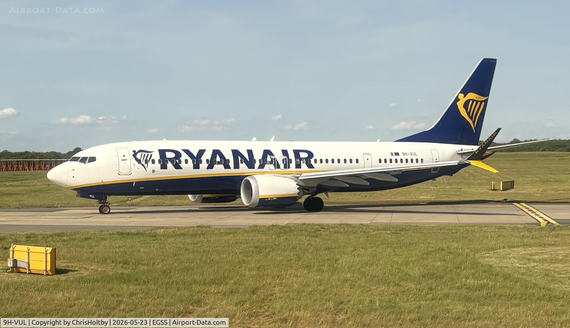 9H-VUL, 2021 Boeing 737-8-200 MAX, c/n 62332 l/n 8123, Taxiing for take-off at Stansted Airport