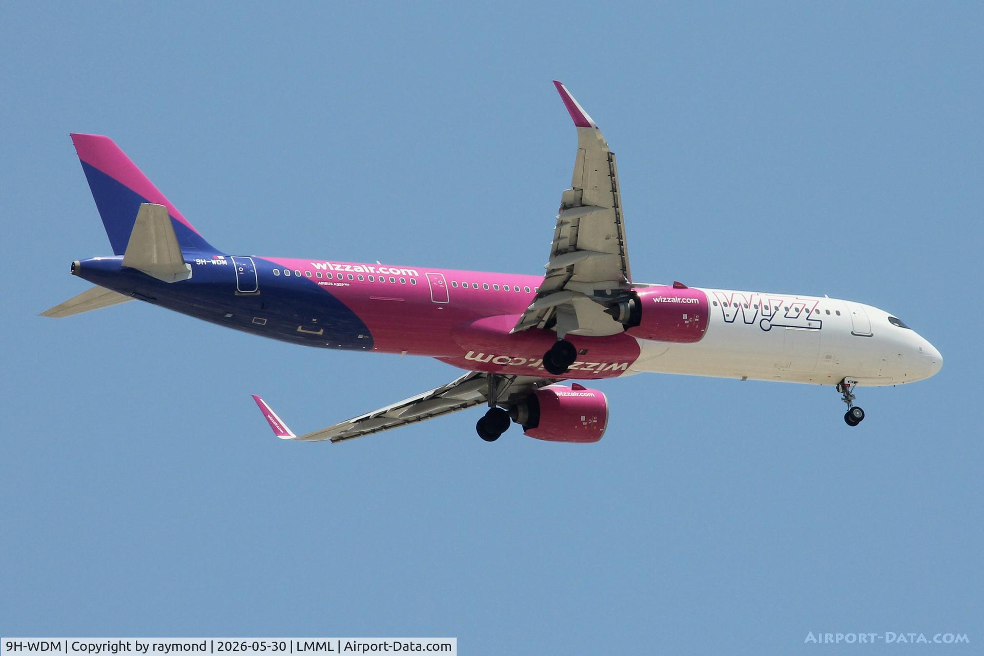 9H-WDM, 2023 Airbus A321-271 NX, c/n 11273, Airbus A321-271NX reg 9H-WDM of Wizzair Malta on long approach for RW13 Malta.