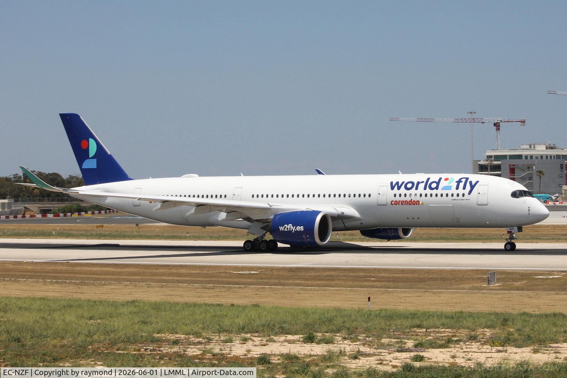 EC-NZF, 2023 Airbus A350-941, c/n 613, Airbus A350-941 of World2Fly reg EC-NZF backtracking RW31 for departure from Malta after receiving maintenance by LT Malta.