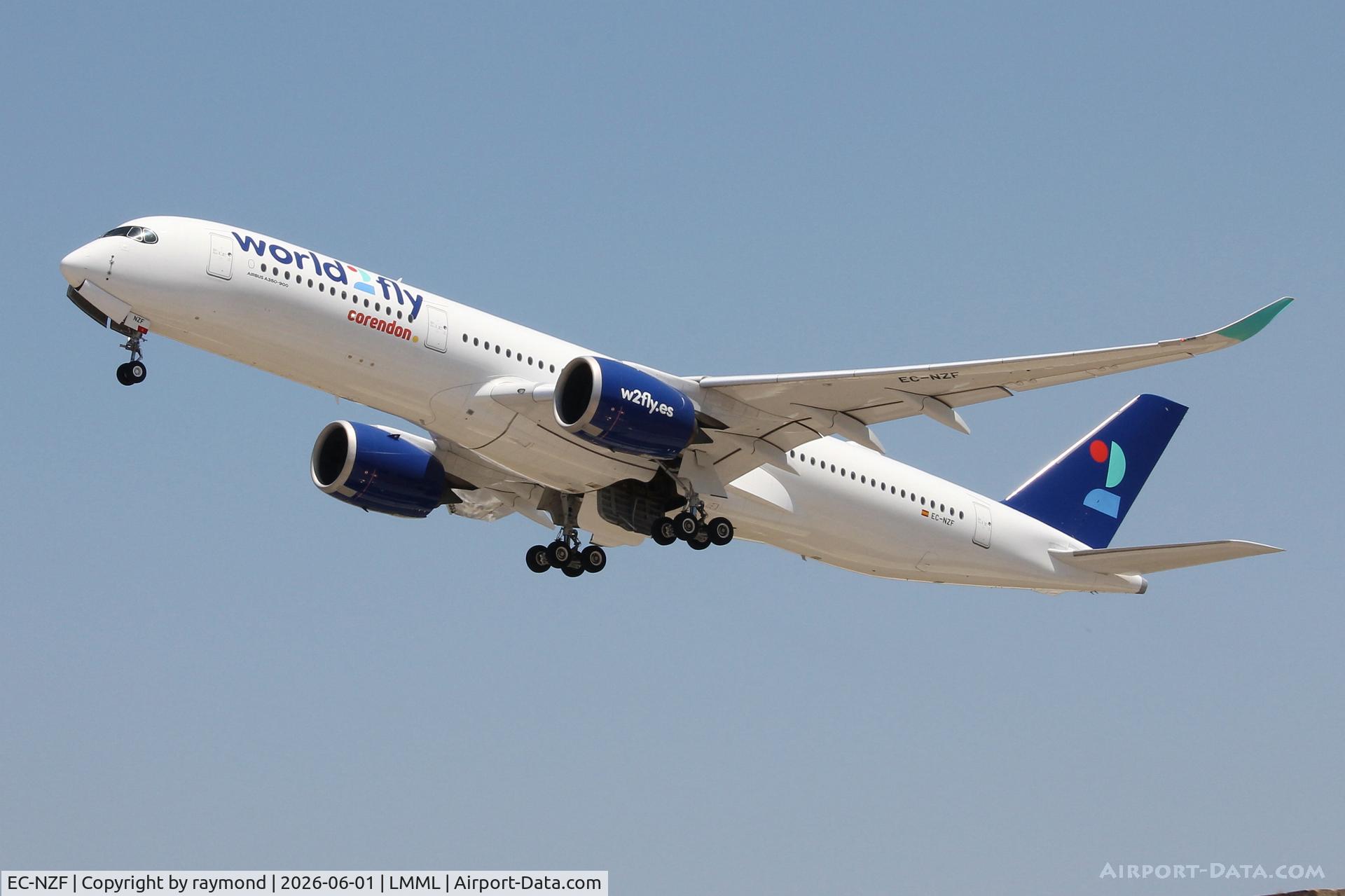 EC-NZF, 2023 Airbus A350-941, c/n 613, Airborne from RW31 Malta, Airbus A350-941 reg EC-NZF of World2Fly returning home after being maintained by LT Malta.