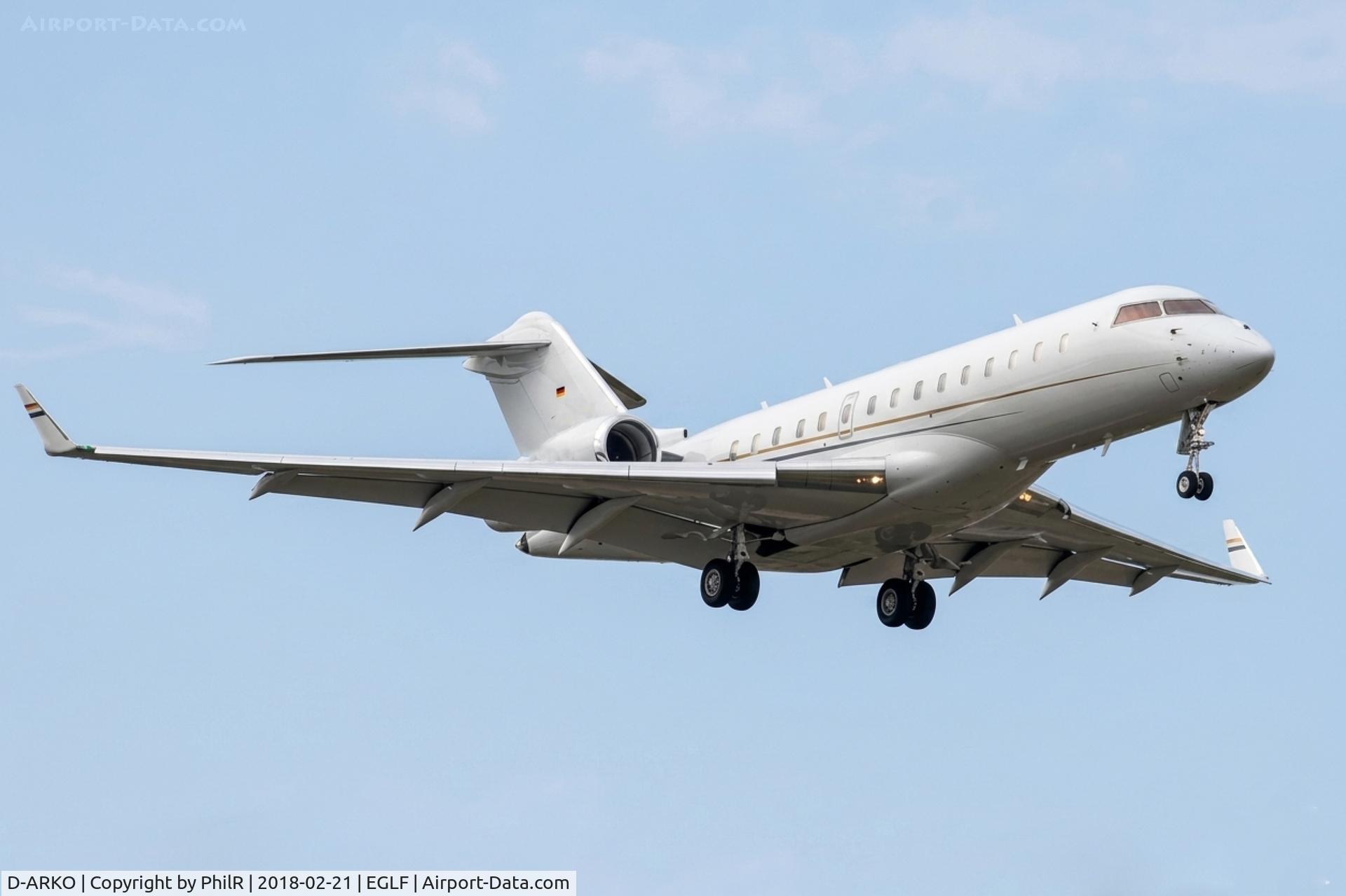 D-ARKO, 2009 Bombardier BD-700-1A10 Global Express, c/n 9348, D-ARKO 2010 Bombardier Global Express Farnborough 
