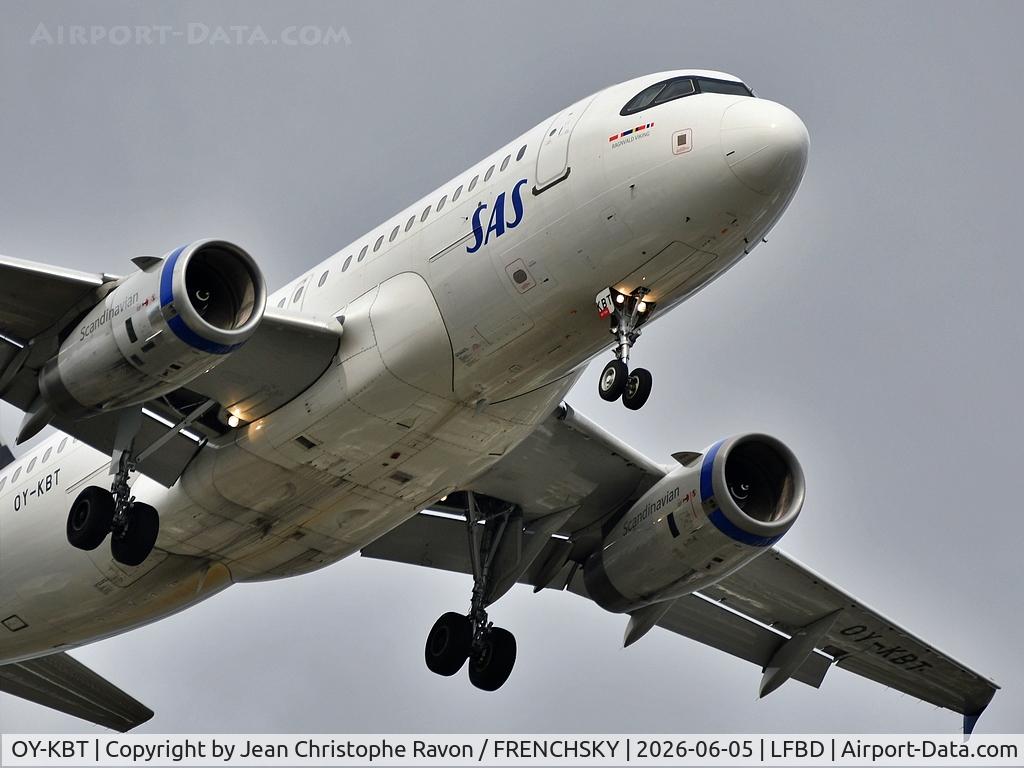OY-KBT, 2007 Airbus A319-131, c/n 3292, Copenhagen (CPH)	Bordeaux (BOD)	SK2781