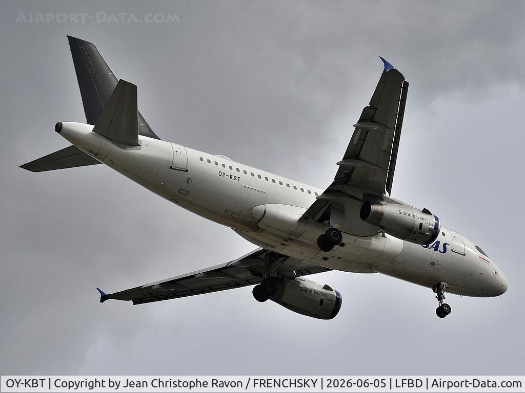 OY-KBT, 2007 Airbus A319-131, c/n 3292, Copenhagen (CPH)	Bordeaux (BOD)	SK2781