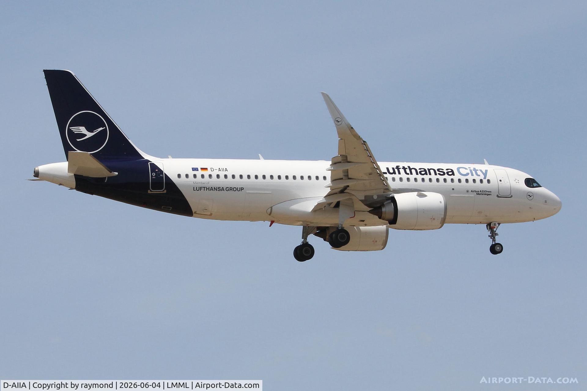 D-AIIA, 2025 Airbus A320-251N, c/n 12719, Lufthansa City Airbus A320-251N reg D-AIIA seen on final approach for RW13 at MLA.