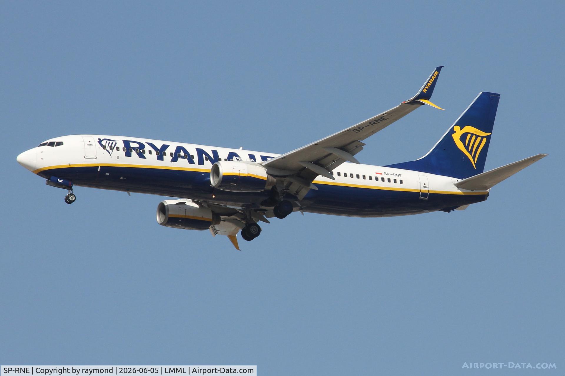 SP-RNE, 2010 Boeing 737-8AS, c/n 35023 l/n 3148, Boeing 737-8AS reg SP-RNE of Rynair Sun on approach for RW13 Malta.