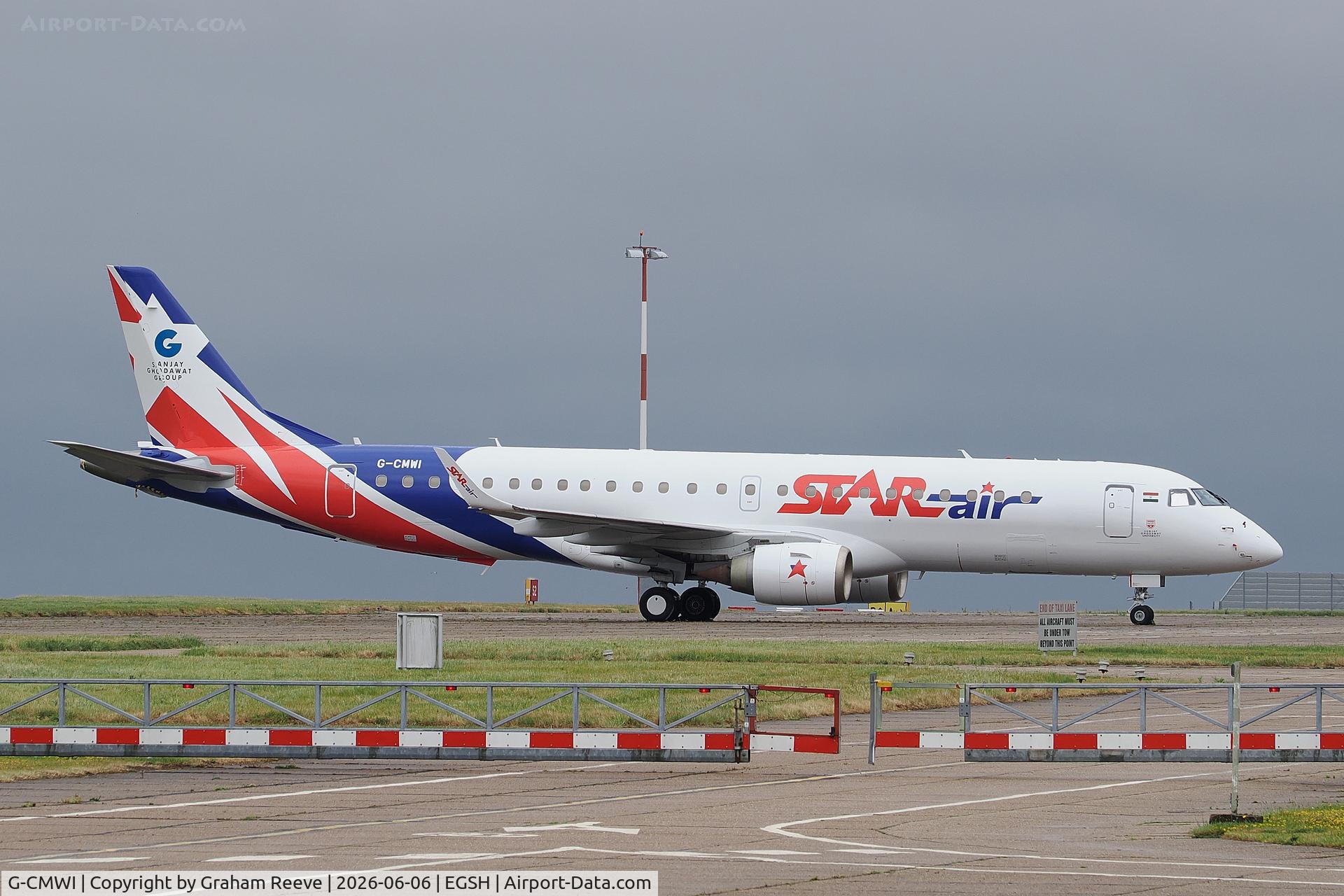 G-CMWI, 2014 Embraer ERJ 190-100 STD, c/n 19000659, Parked at Norwich.