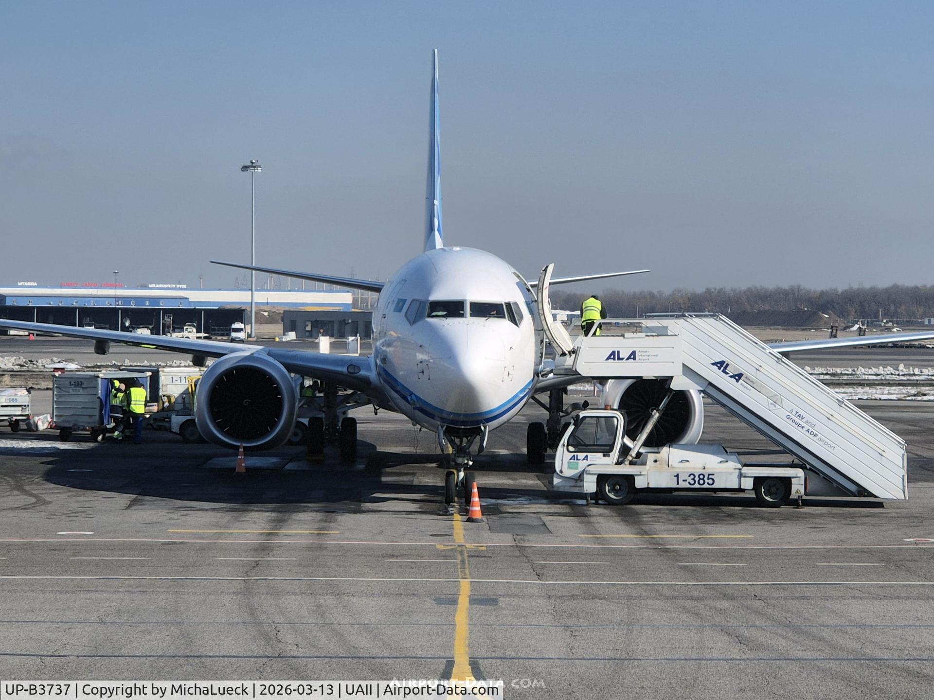 UP-B3737, 2019 Boeing 737 MAX 8, c/n 43332 l/n 7675, At Shymkent