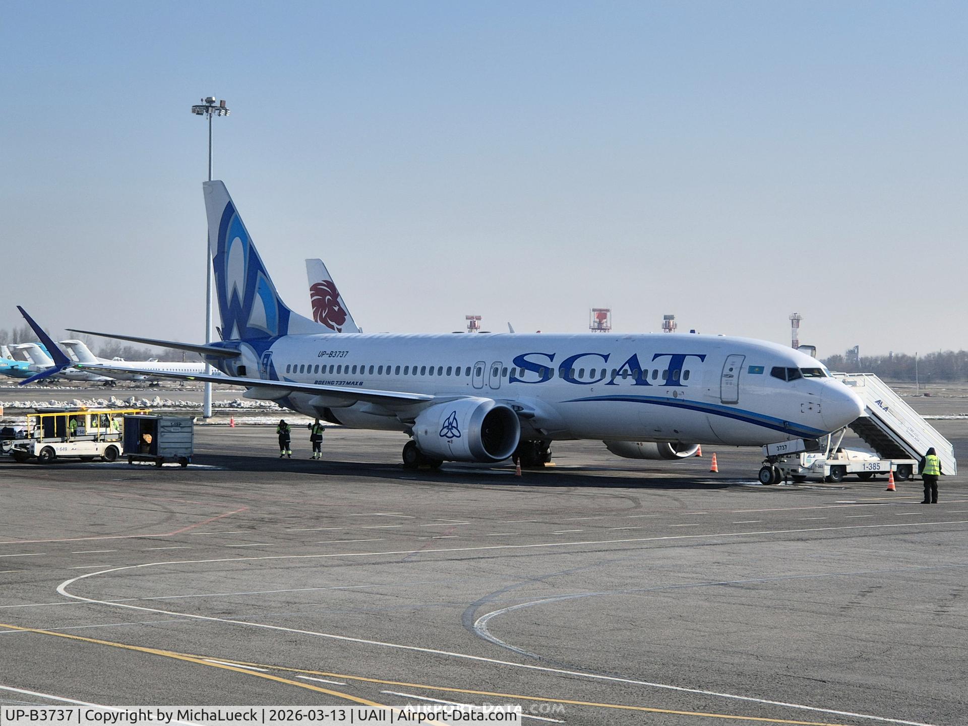 UP-B3737, 2019 Boeing 737 MAX 8, c/n 43332 l/n 7675, At Shymkent