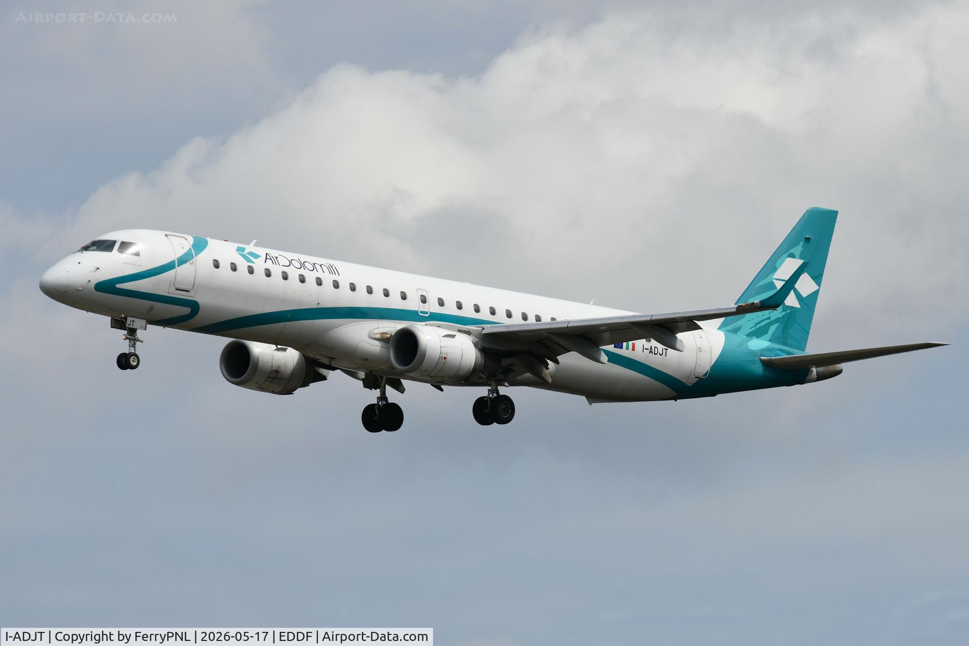 I-ADJT, 2013 Embraer 195LR (ERJ-190-200LR), c/n 19000606, Arrival of Air Dolomiti ERJ195