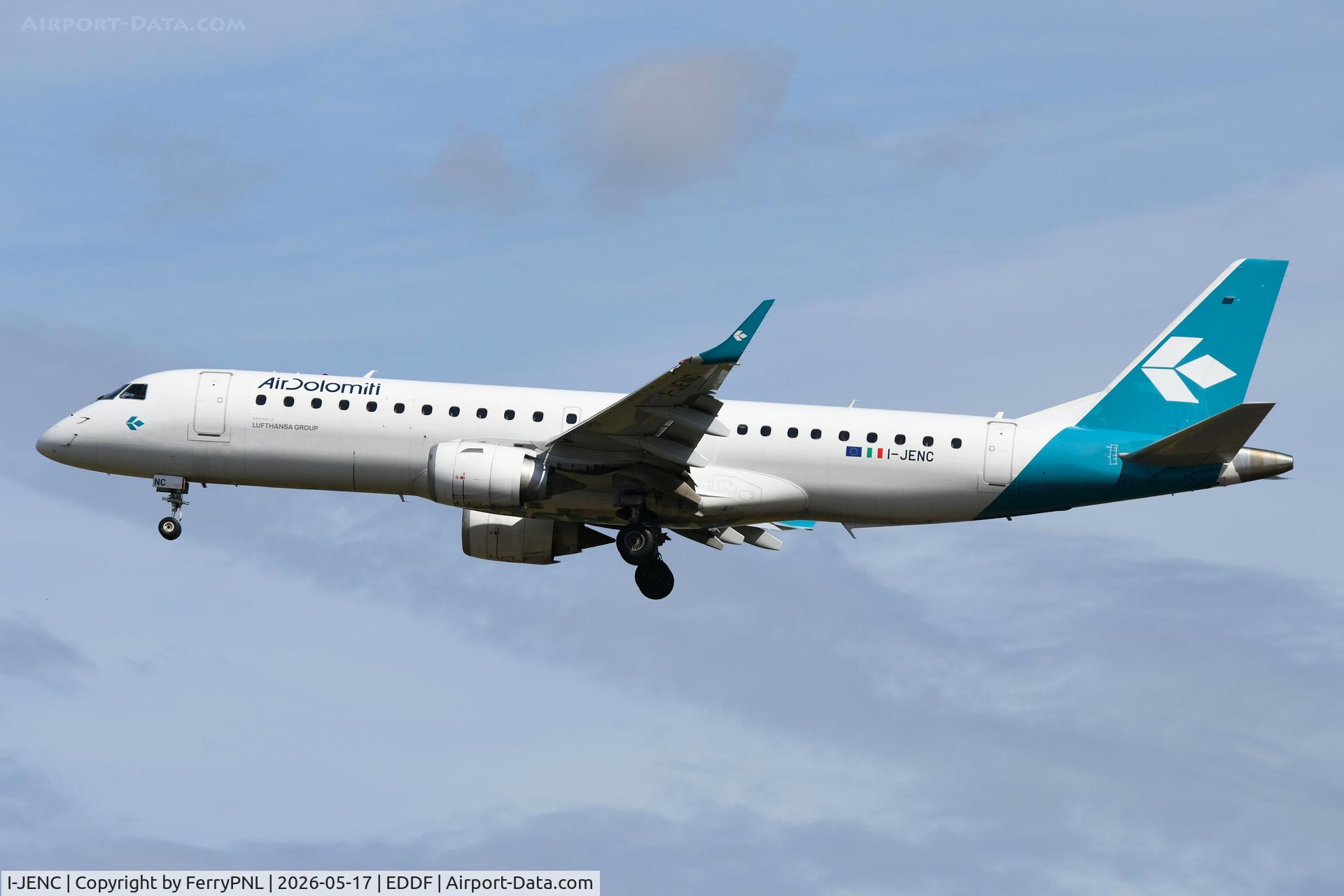 I-JENC, 2009 Embraer 190LR (ERJ-190-100LR), c/n 19000327, Air Dolomiti ERJ190 operating LH flights out of FRA