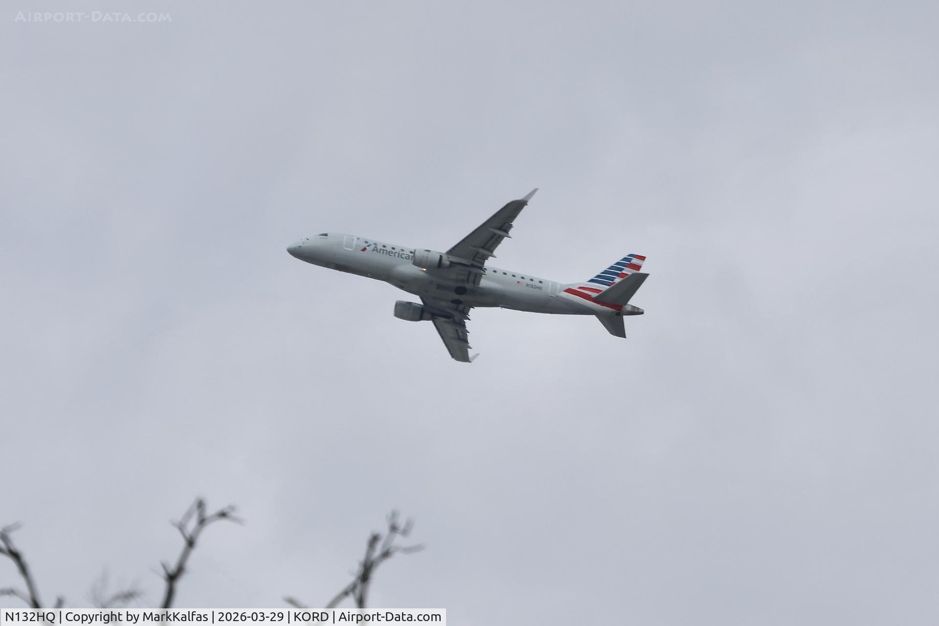 N132HQ, 2008 Embraer 175LR (ERJ-170-200LR), c/n 17000216, E75S  Republic Airways/ American Eagle Embraer ERJ 175 N132HQ departing 28R KORD.