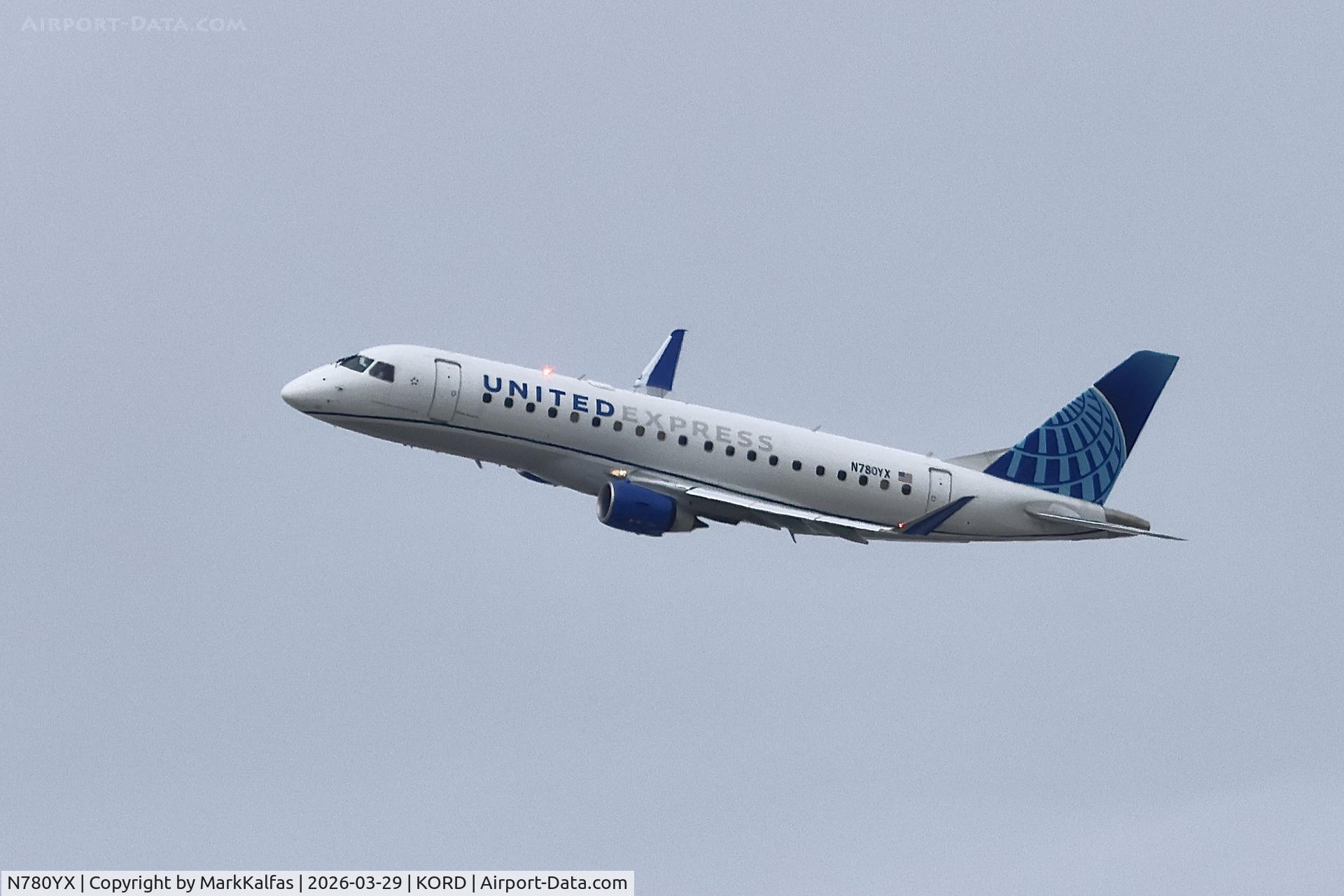 N780YX, 2025 Embraer 175LR, c/n 991, E75L Republic Airways / United Express Embraer 175LR departing 28R KORD