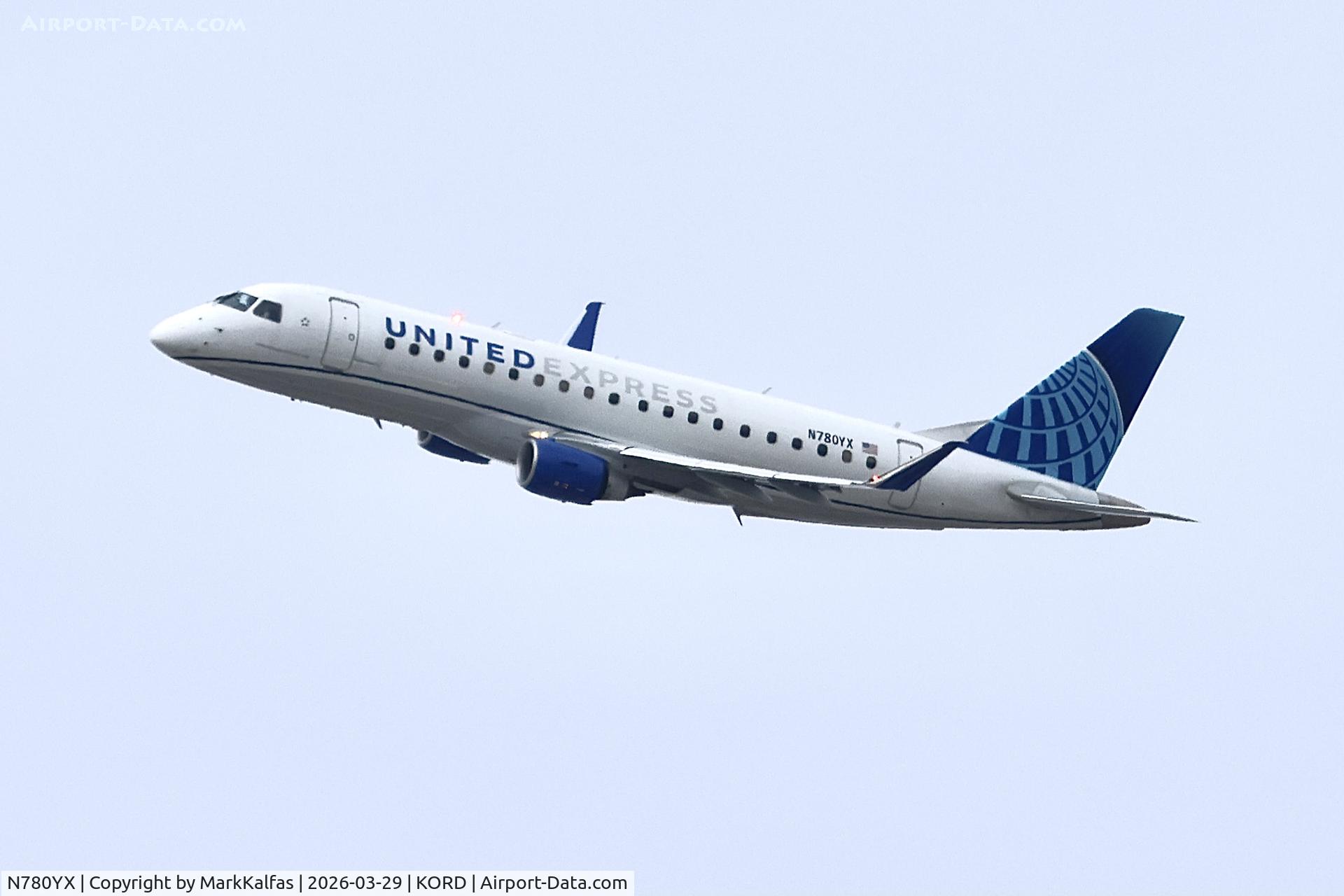 N780YX, 2025 Embraer 175LR, c/n 991, E75L Republic Airways / United Express Embraer 175LR departing 28R KORD