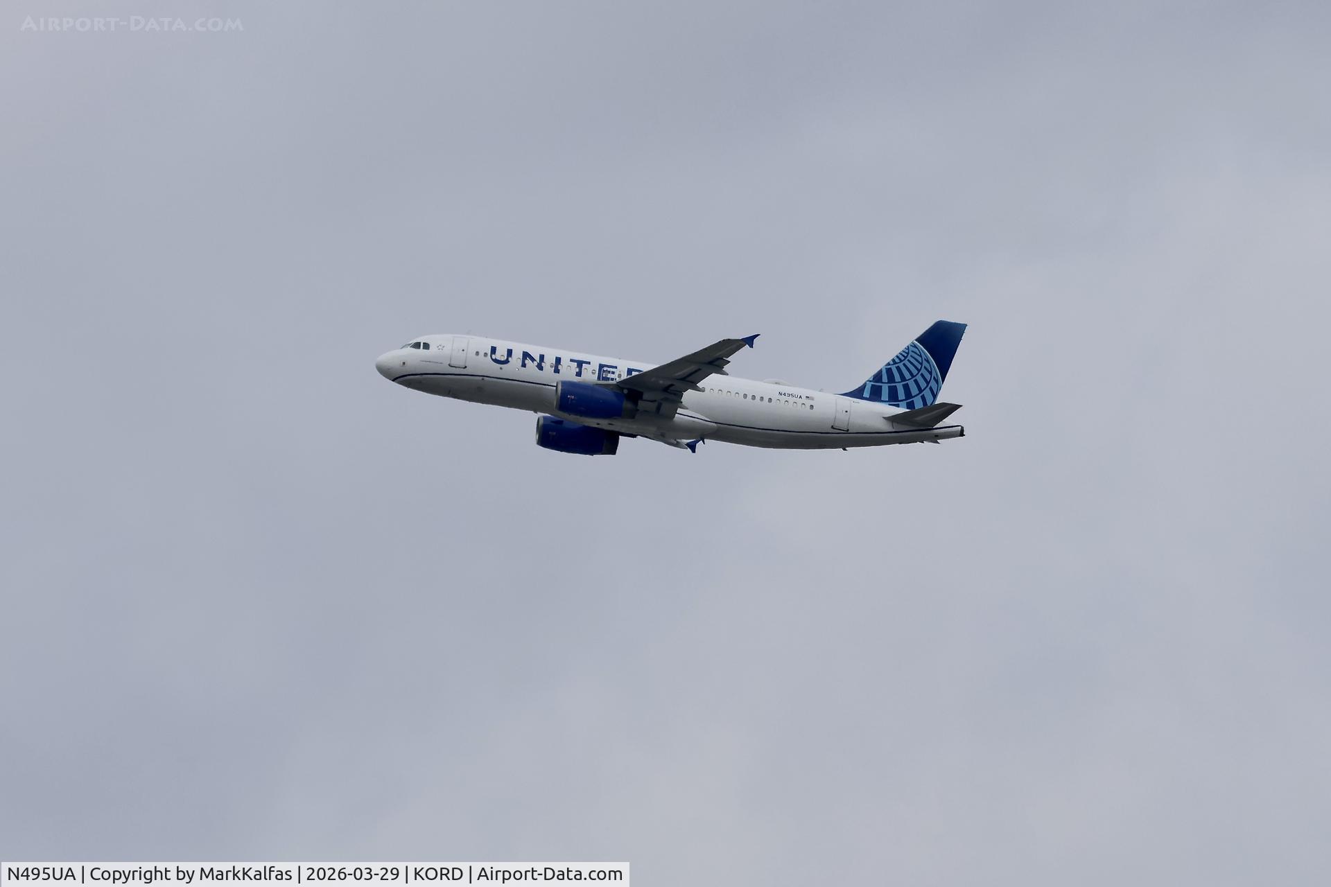 N495UA, 2002 Airbus A320-232, c/n 1842, A320 United Airlines Airbus A320-232 N495UA departing 28R KORD