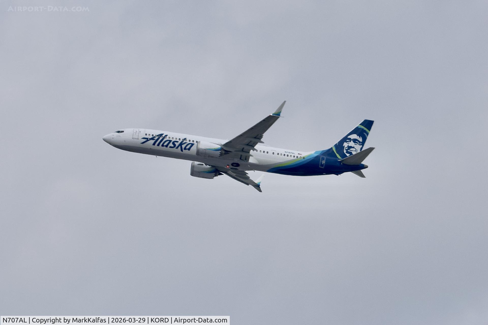 N707AL, 2023 Boeing 737-9 MAX, c/n 67503 l/n 8822, B39M Alaska Airlines Boeing 737 MAX 9 N707AL departing 28R KORD