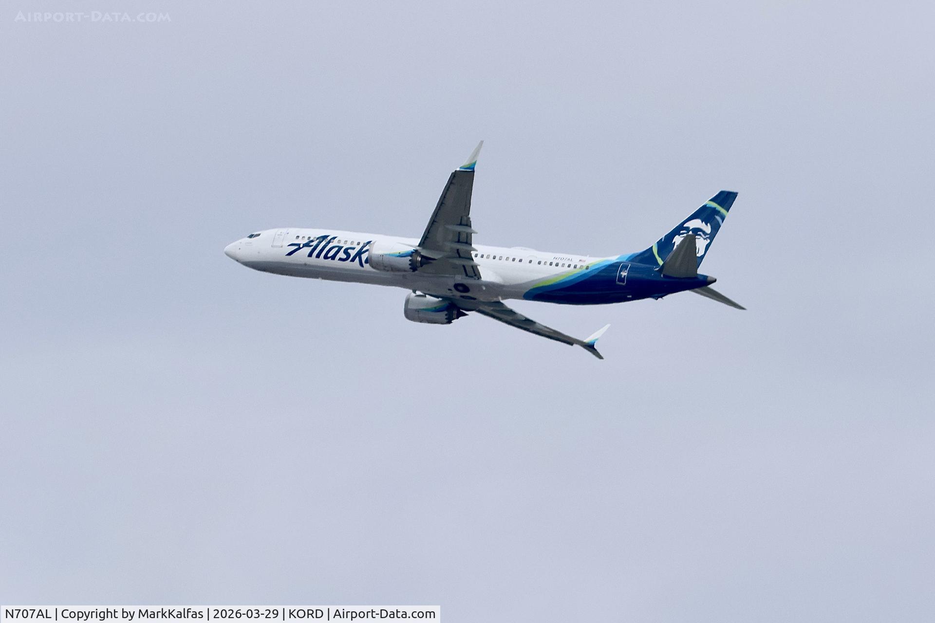 N707AL, 2023 Boeing 737-9 MAX, c/n 67503 l/n 8822, B39M Alaska Airlines Boeing 737 MAX 9 N707AL departing 28R KORD