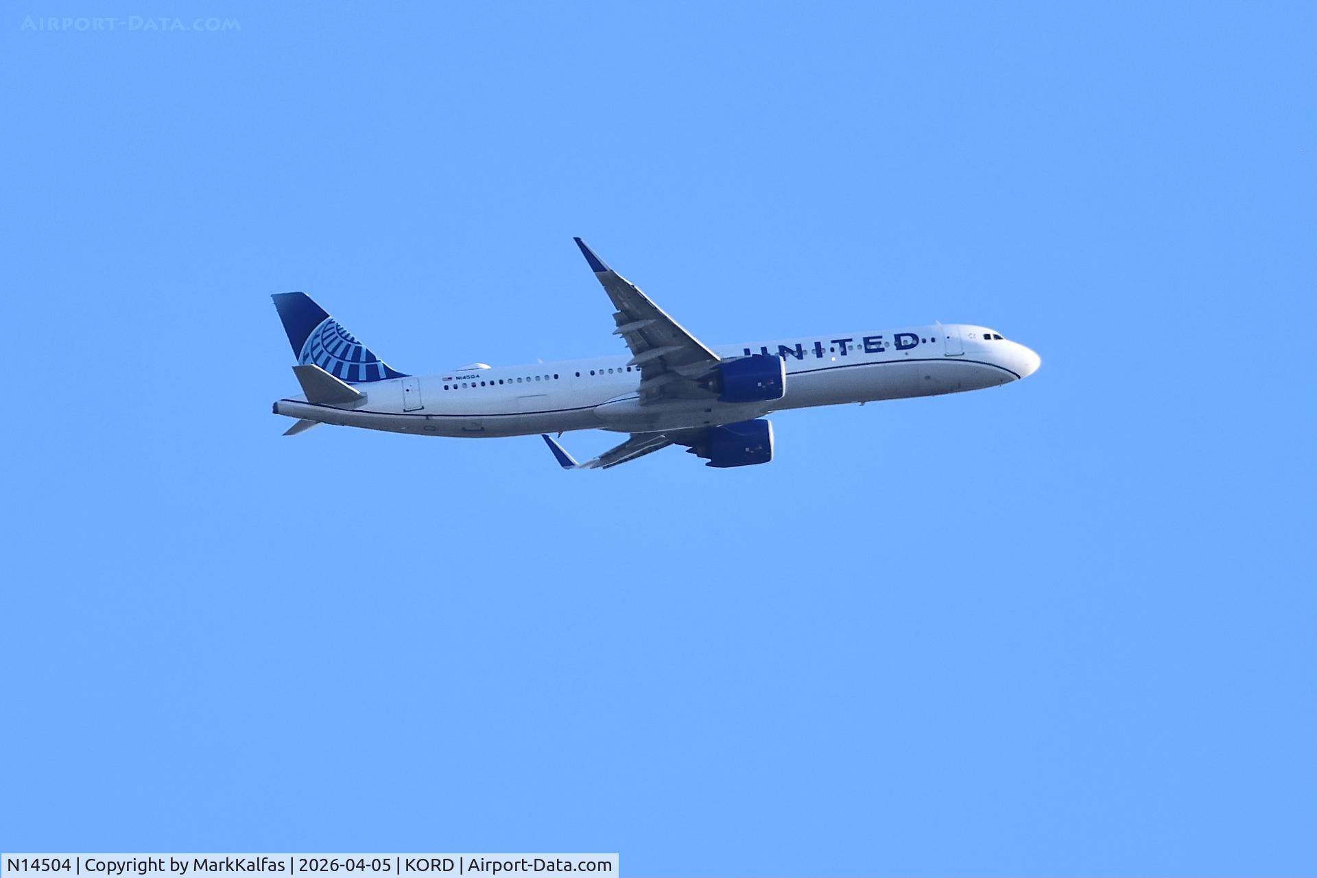 N14504, 2024 Airbus 321-271NX, c/n 11708, A21N United  Airbus A321- 271NX N14504, departing 22L KORD 