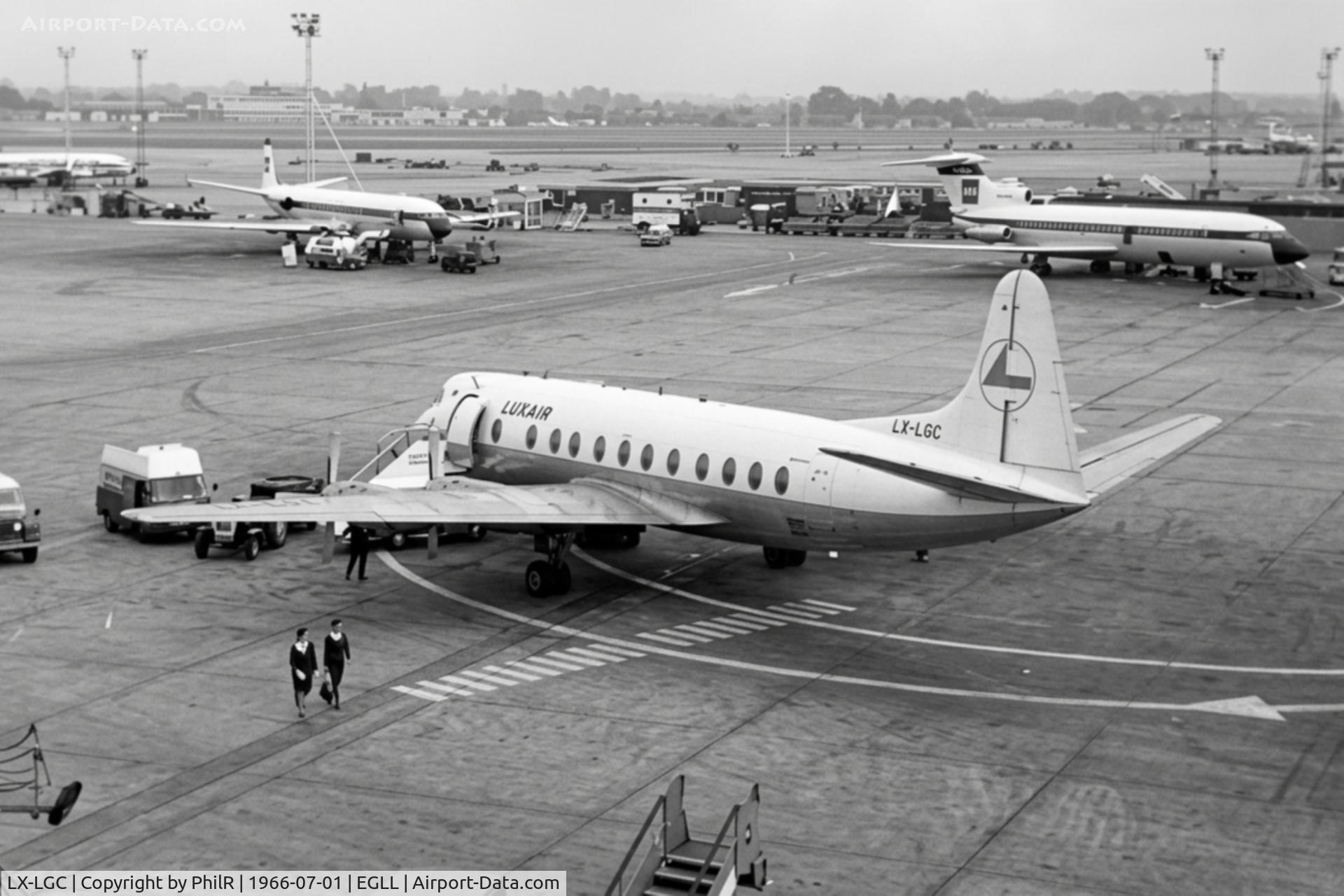 LX-LGC, 1959 Vickers Viscount 815, c/n 376, LX-LGC 1959 Vickers V815 Viscount Luxair LHR 