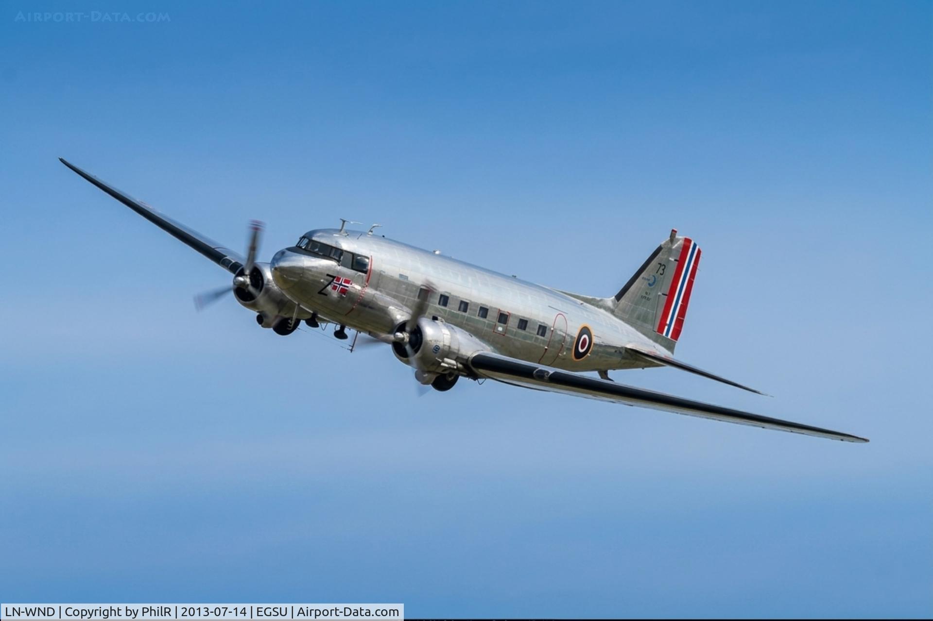 LN-WND, 1943 Douglas C-53D-DO Skytrooper (DC-3A), c/n 11750, LN-WND 1943 C-53D Dakota Norway Duxford 14.07.13(12).JPG