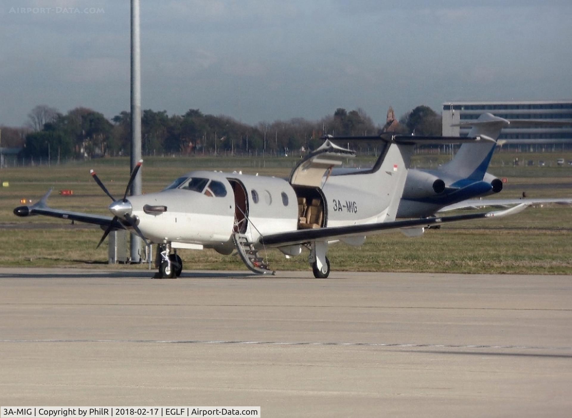 3A-MIG, 2016 Pilatus PC-12/47E, c/n 1651, 3A-MIG 2016 Pilatus PC-12 47E Farnborough 
