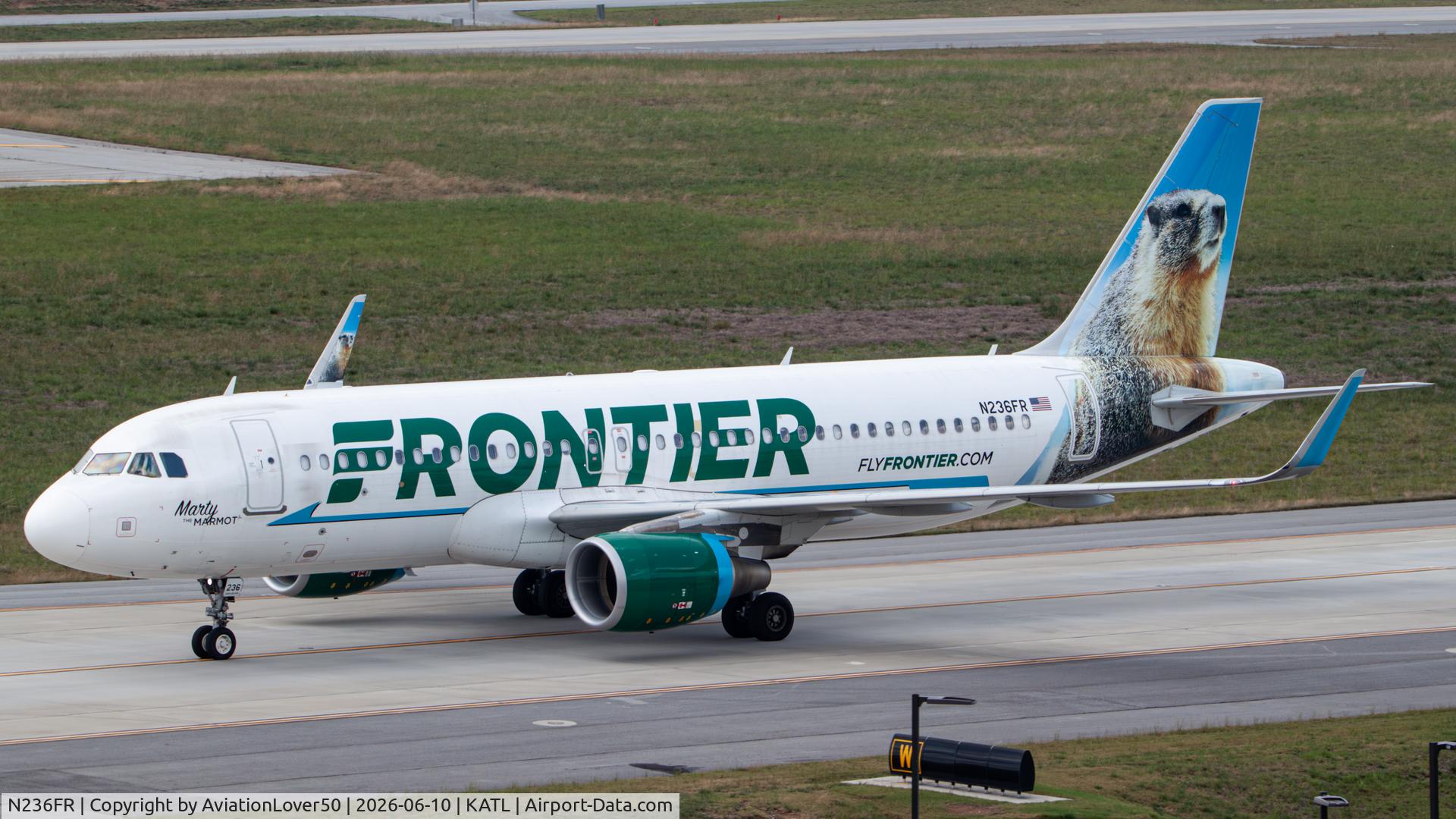 N236FR, 2016 Airbus A320-214, c/n 7389, Frontier Marty the Marmot A320