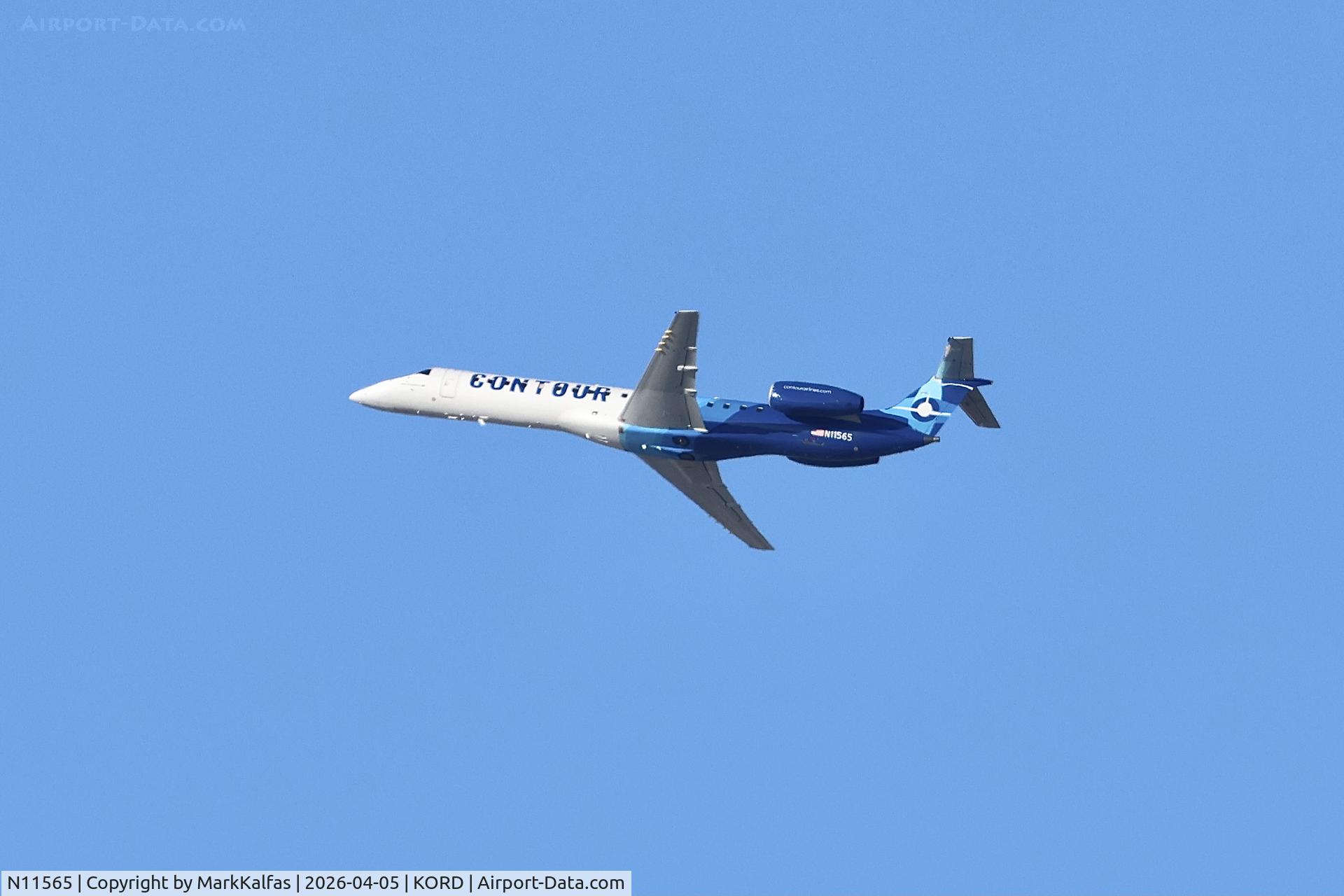 N11565, 2002 Embraer ERJ-145LR (EMB-145LR), c/n 145621, E145 Contour Aviation Embraer ERJ-145 LR N11565 departing 28R KORD