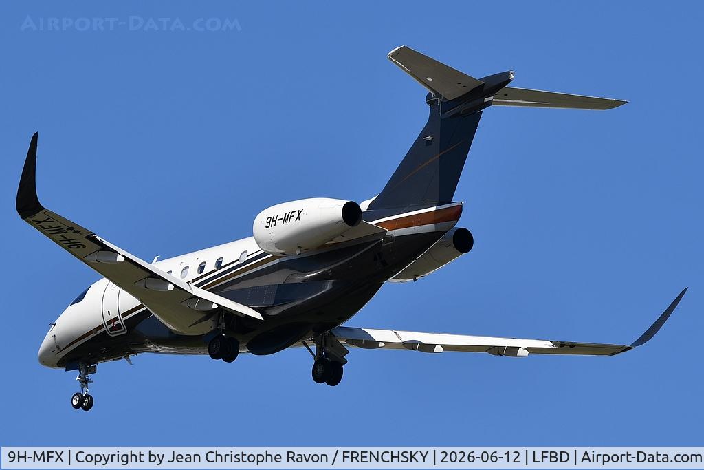 9H-MFX, Embraer EMB-550 Praetor 600, c/n 55020189,  Flexjet Operations Malta  London (LTN)	Bordeaux (BOD)	(FJO67M) 
