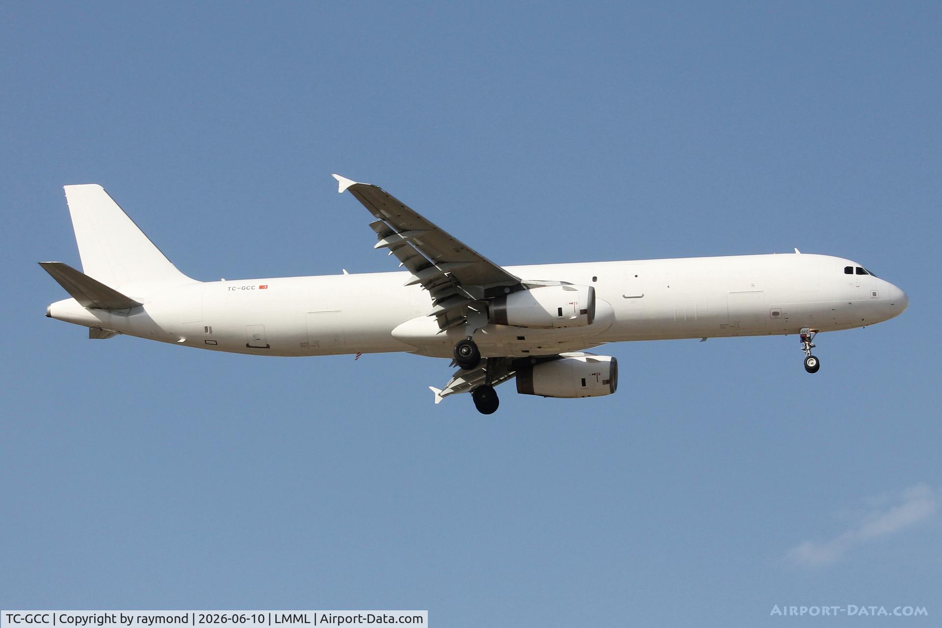 TC-GCC, Airbus A321-231(P2F), c/n 1670, BBN Cargo Airlines Airbus A321-231(P2F) reg TC-GCC seen approaching RW13 landing in Malta.