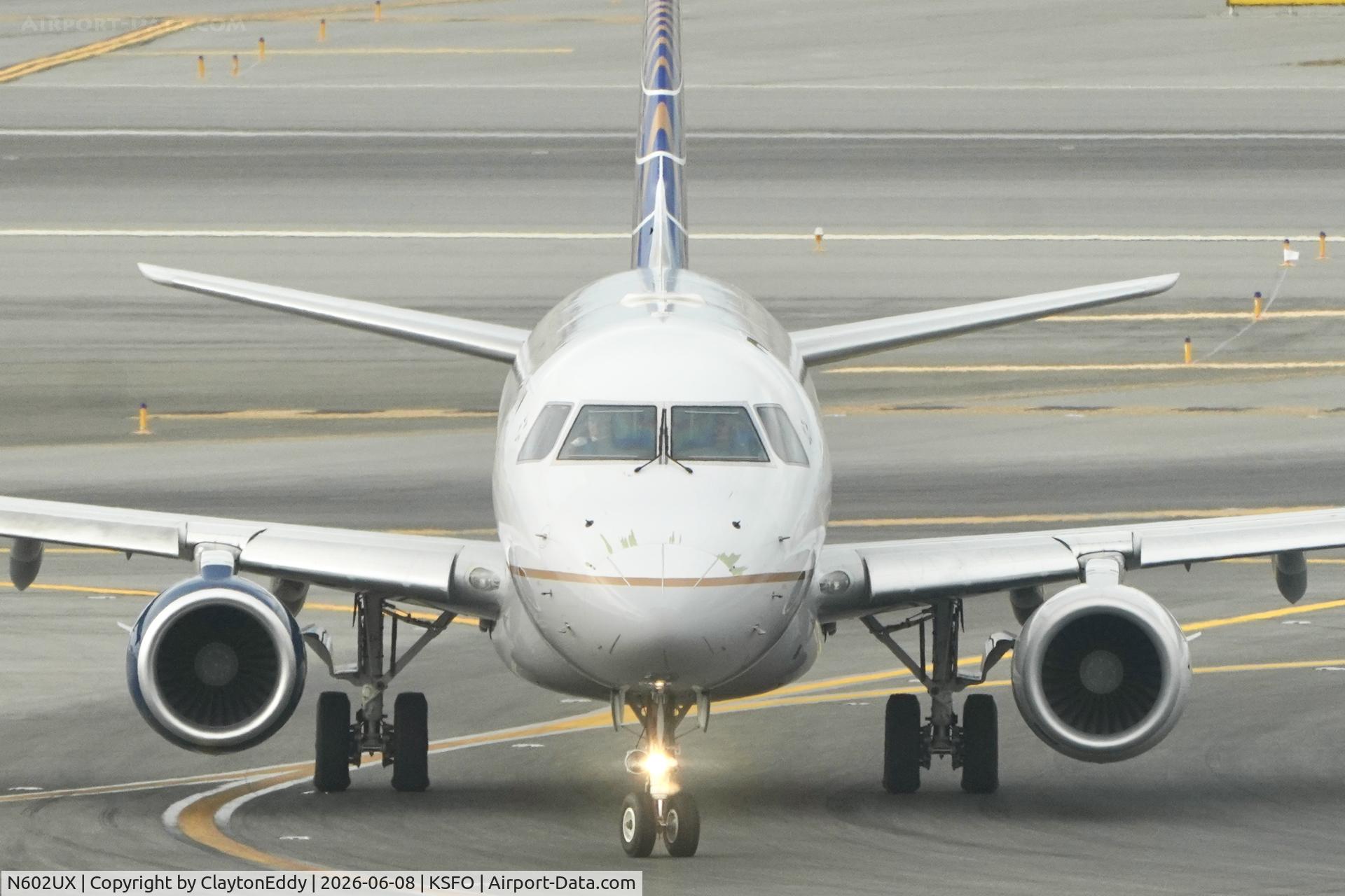 N602UX, 2019 Embraer ERJ-175LL (ERJ-170-200LL), c/n 17000795, Sky Terrace SFO 2026. 