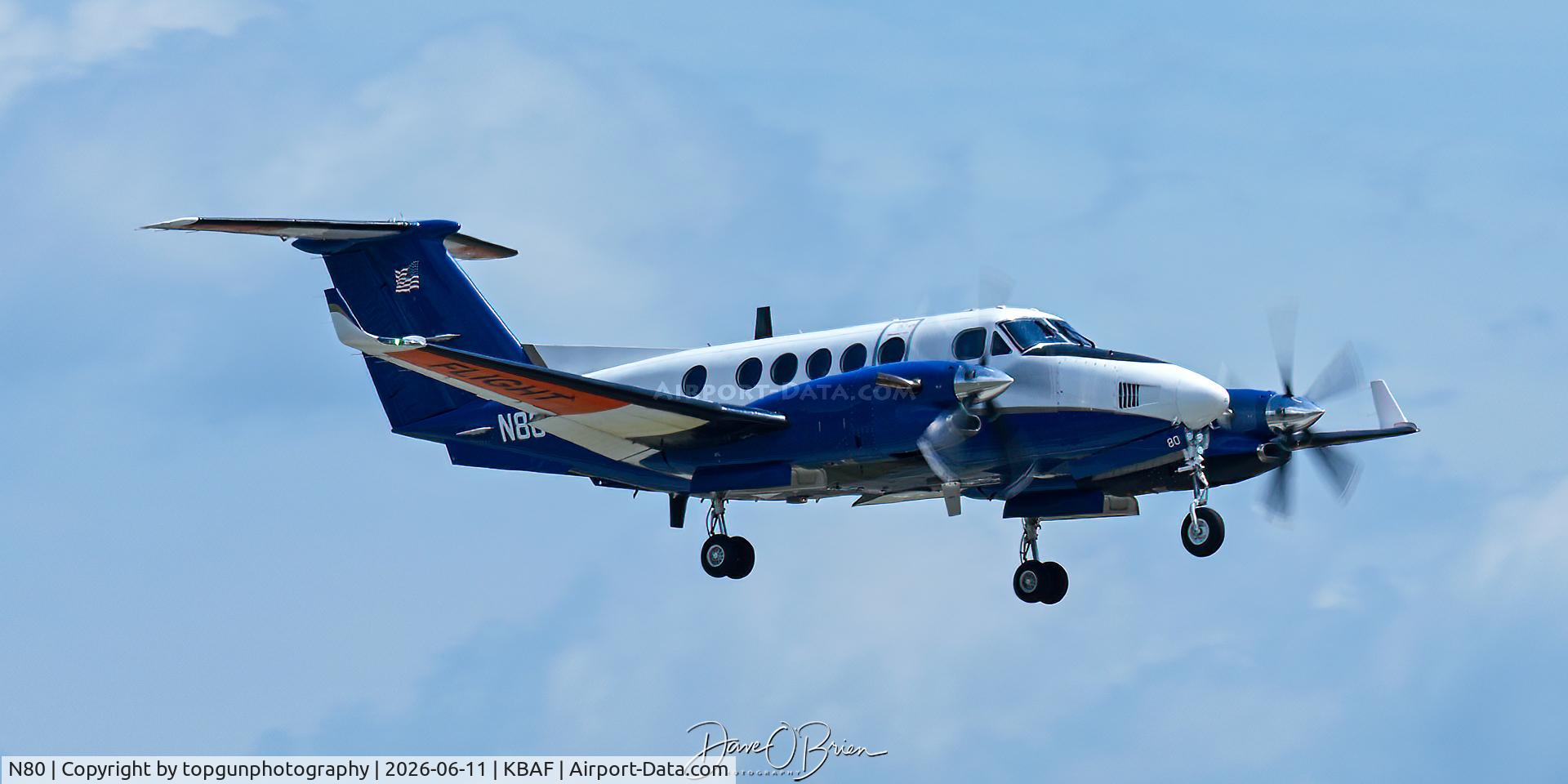 N80, 1988 Beech 300 Super King Air, c/n FF-15, FLTCHK80 running a check on the ILS for RW2