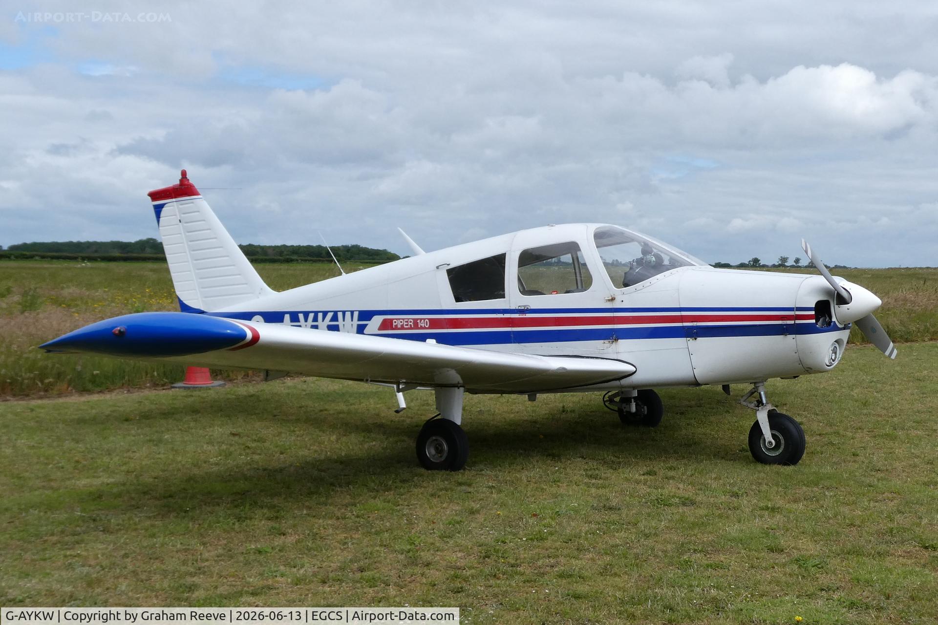 G-AYKW, 1970 Piper PA-28-140 Cherokee, c/n 28-26931, Parked at Sturgate.