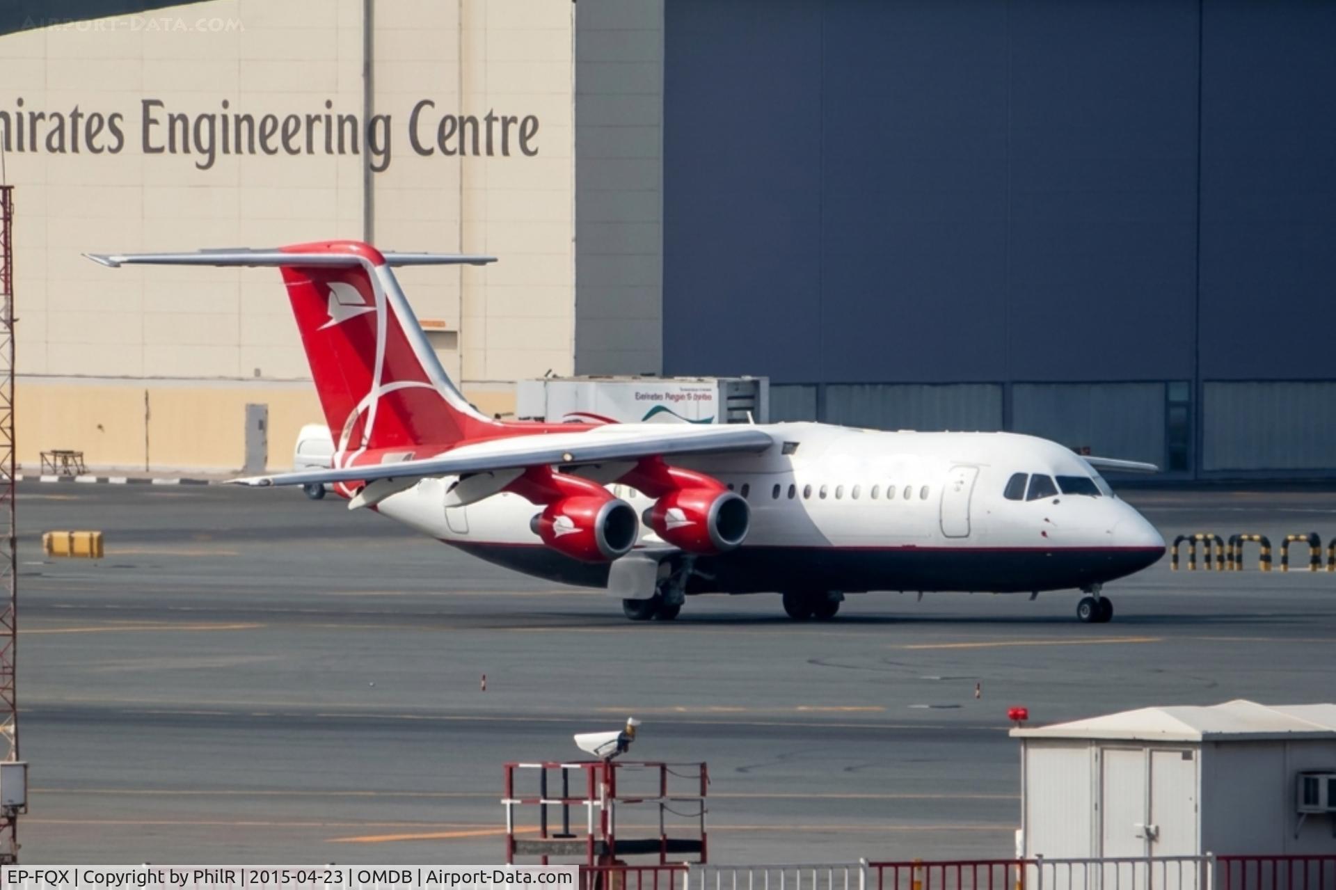 EP-FQX, 1998 British Aerospace Avro 146-RJ100, c/n E3332, EP-FQX 1999 BAe146-RJ100 Qeshm Air DXB 
