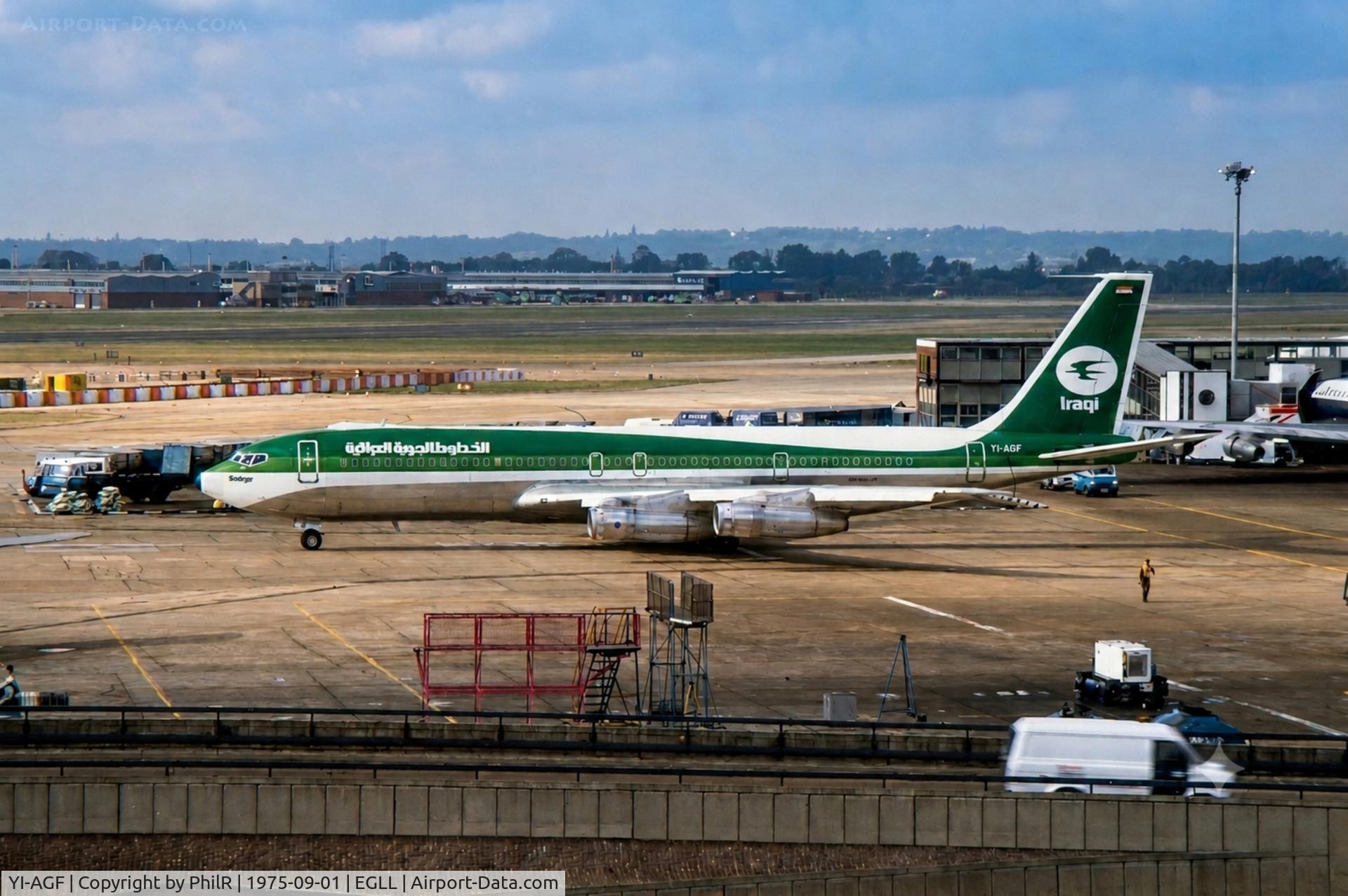 YI-AGF, 1974 Boeing 707-370C, c/n 20890 l/n 891, YI-AGF 1974 B707-320 Iraqi Airways LHR