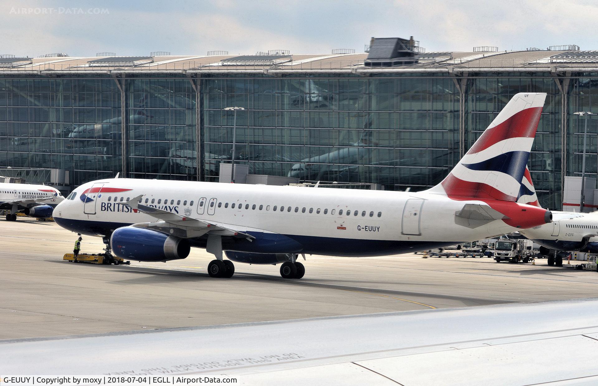 G-EUUY, 2008 Airbus A320-232, c/n 3607, Airbus A320-232 at Terminal 5 London Heathrow.