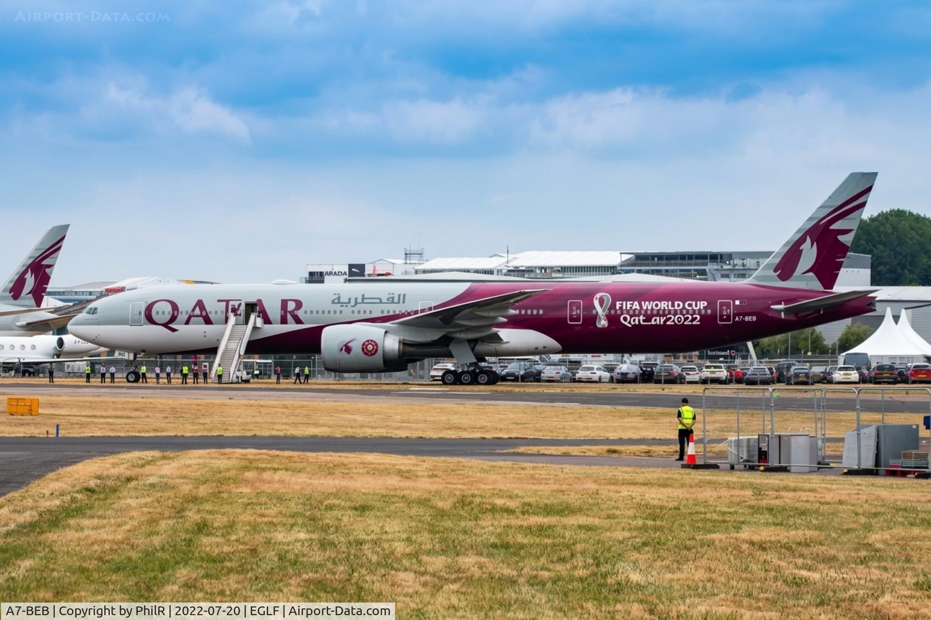 A7-BEB, 2014 Boeing 777-269/ER, c/n 43215 l/n 1218, A7-BEB 2014 Boeing 777-300ER Qatar Airways FIA Farnborough