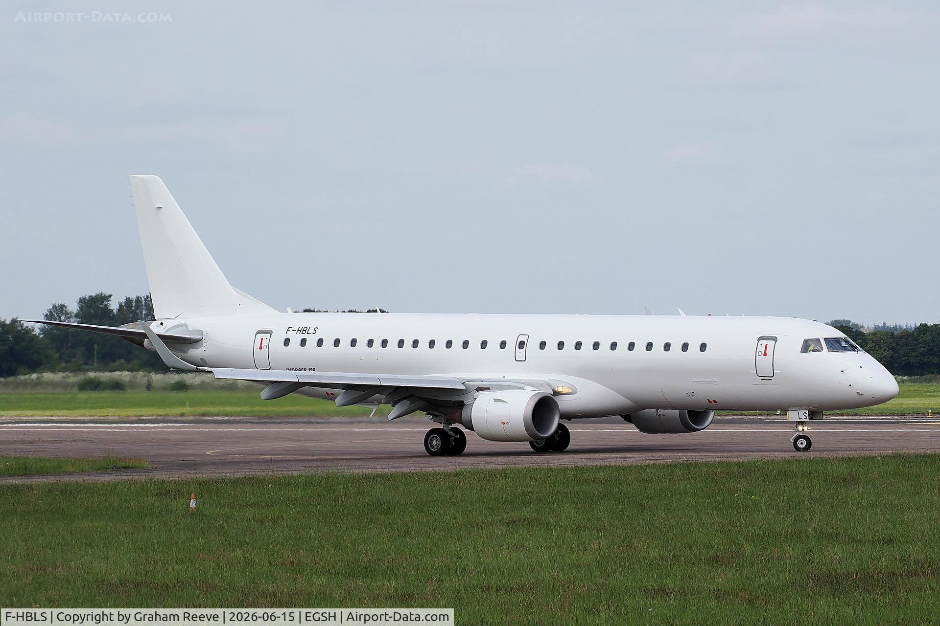 F-HBLS, 2009 Embraer 190LR (ERJ-190-100LR), c/n 19000326, Just landed at Norwich.