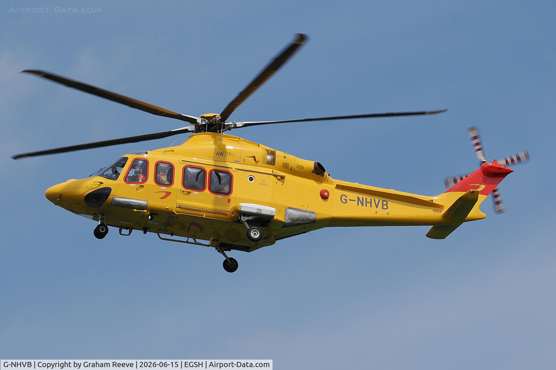 G-NHVB, 2013 AgustaWestland AW-139, c/n 41354, On approach to Norwich,
