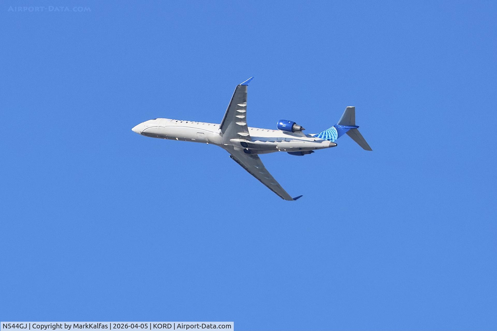 N544GJ, 2006 Bombardier CL-600-2C11, c/n 10257,  CRJ7 SkyWest / United Express Bombardier CRJ-550 N544GJ departing 28R KORD