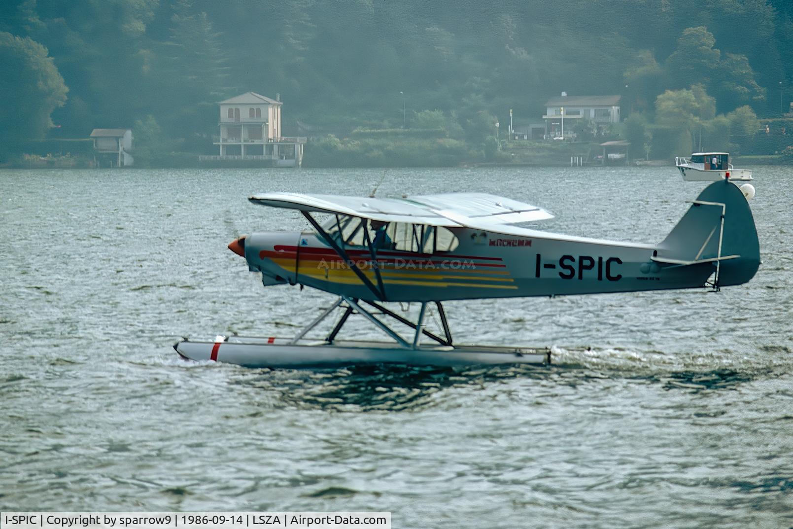I-SPIC, 1977 Piper PA-18-150 Super Cub, c/n 18-7809036, SPAS-Meeting Morcote, near Lugano. Scanned from a slide.