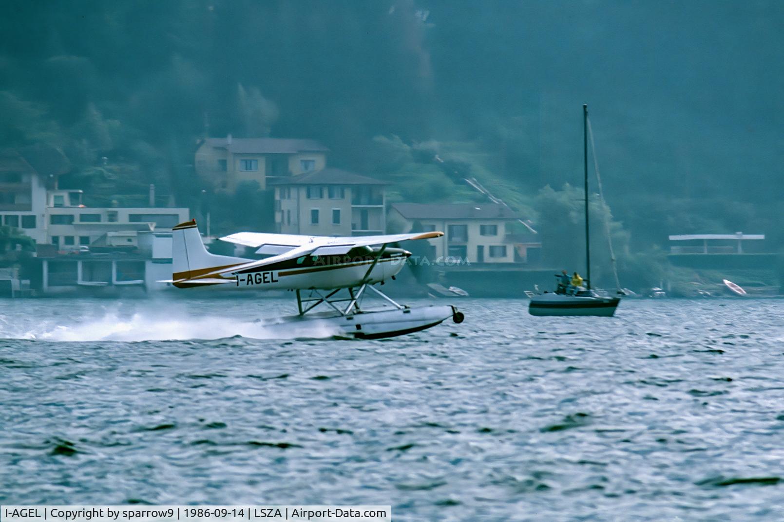 I-AGEL, 1979 Cessna A185F Skywagon 185, c/n 18503906, SPAS-Meeting Morcote, near Lugano. scanned from  a slide.