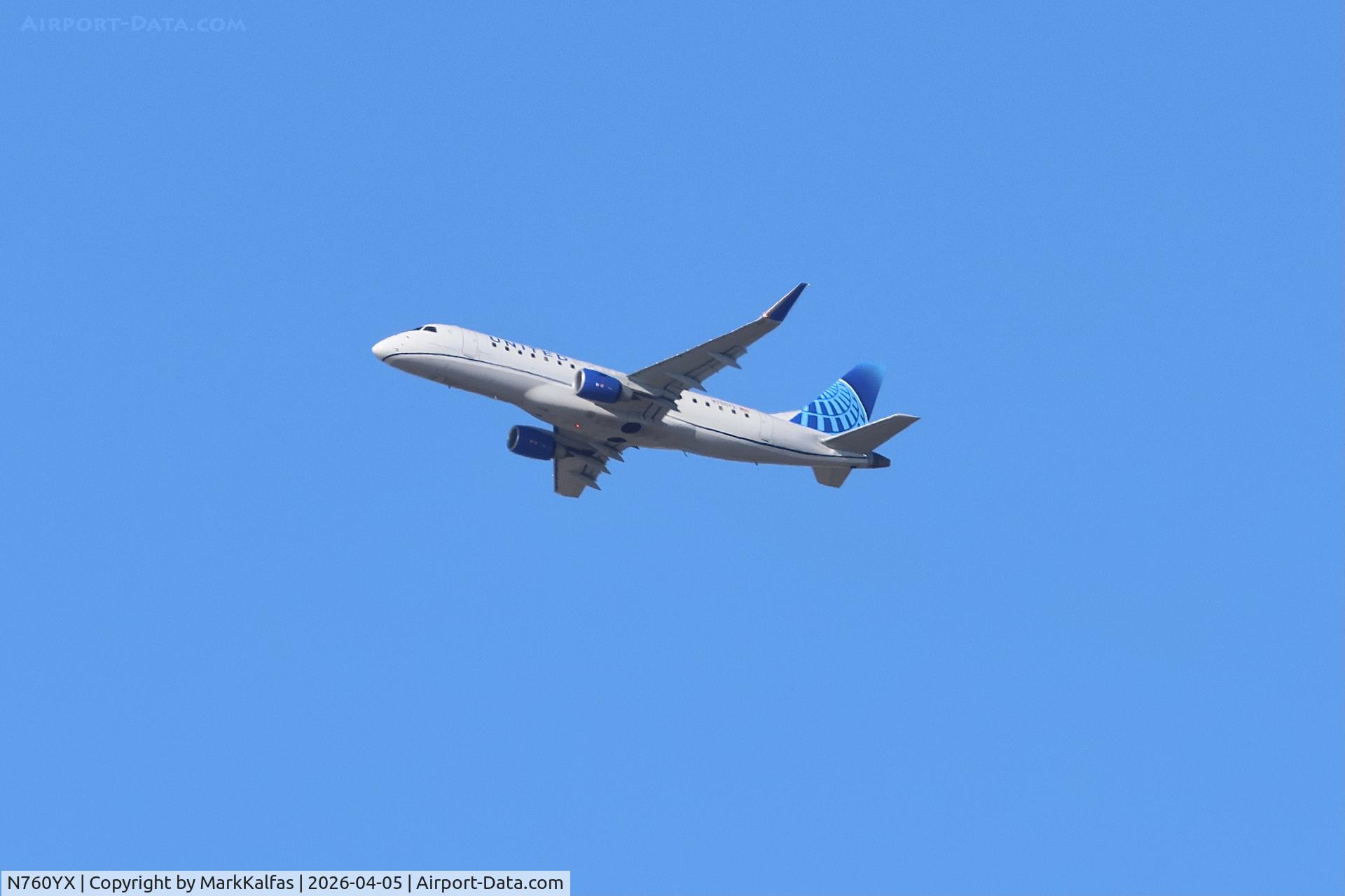 N760YX, 2023 EMBRAER S A ERJ 170-200 LR, c/n 17000937, E75L Republic Airways/United Express EMBRAER ERJ 170-200 LR N760YX departing 27L KORD