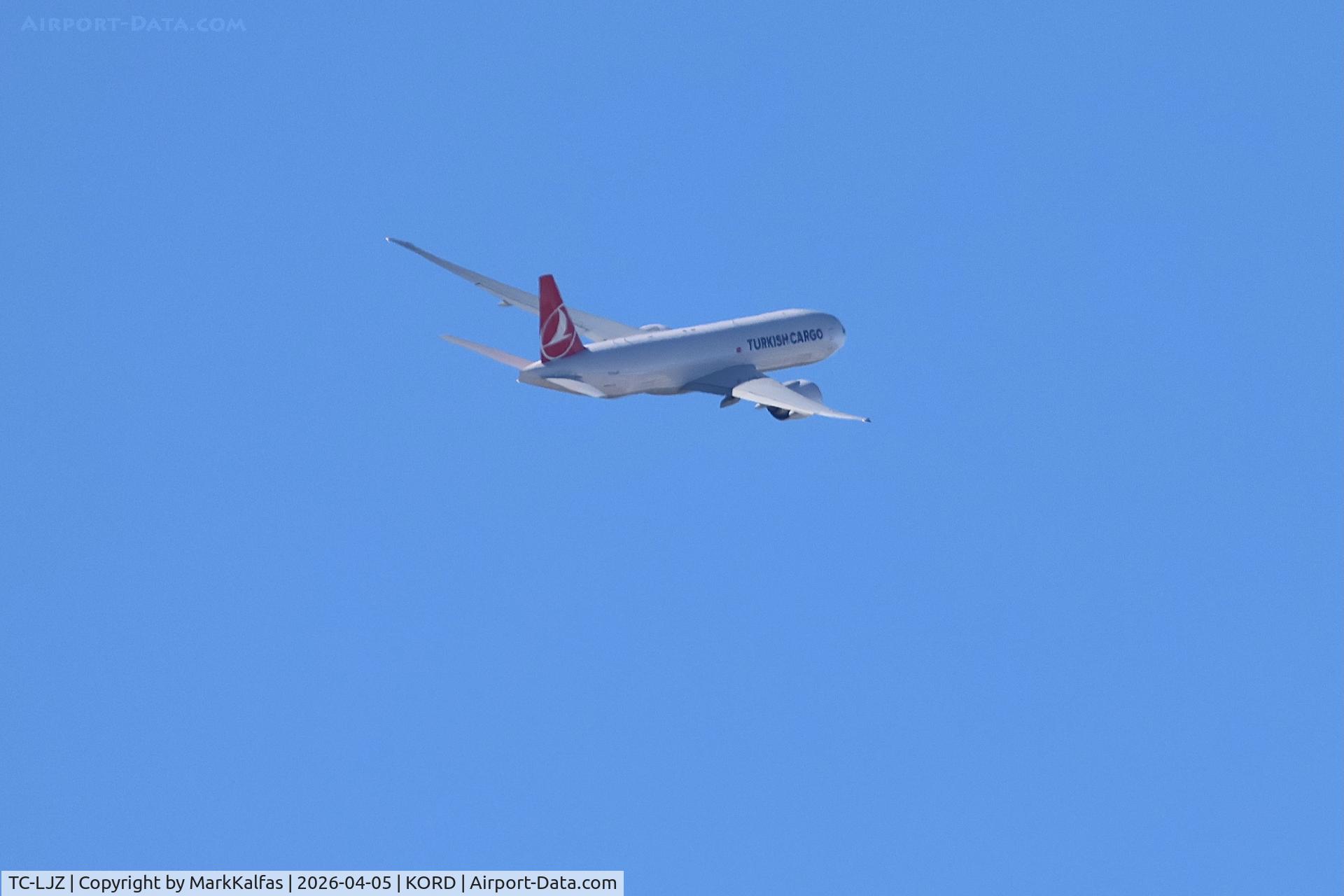 TC-LJZ, 2026 Boeing 777-FF2, c/n 70427 l/n 1827, B77L Turkish Cargo Boeing 777-FF2, TC-LJZ departing 28R KORD