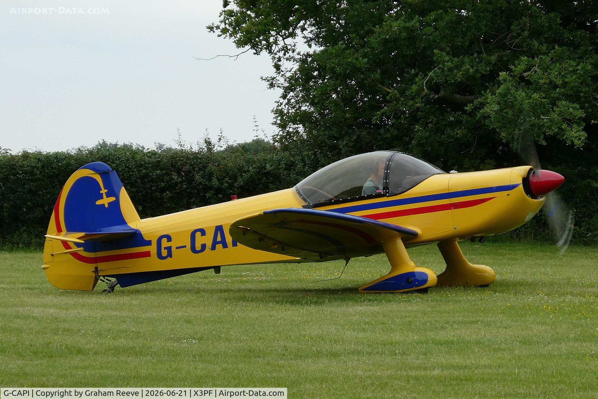 G-CAPI, 1977 Mudry CAP-10B, c/n 76, Just landed at Priory Farm for the 2026 Fathers Day Fly In.