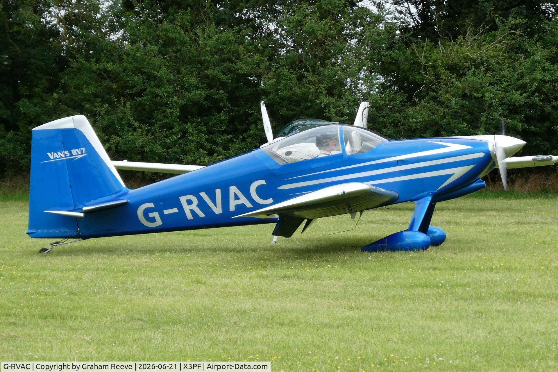 G-RVAC, 2005 Vans RV-7, c/n PFA 323-14445, Just landed at Priory Farm for the 2026 Fathers Day Fly In.