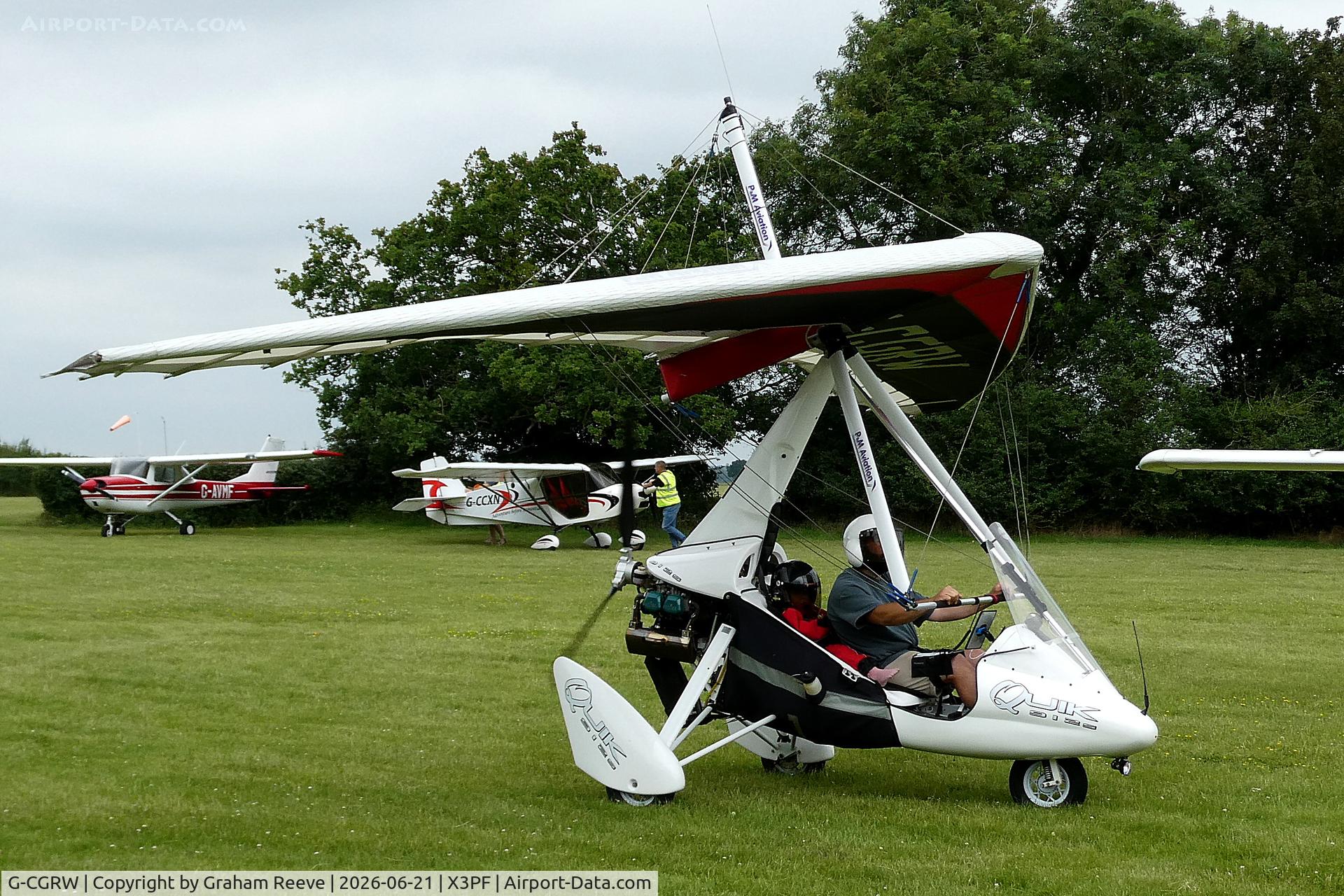 G-CGRW, 2010 P&M Aviation Pegasus Quik, c/n 8549, Just landed at Priory Farm for the 2026 Fathers Day Fly In.