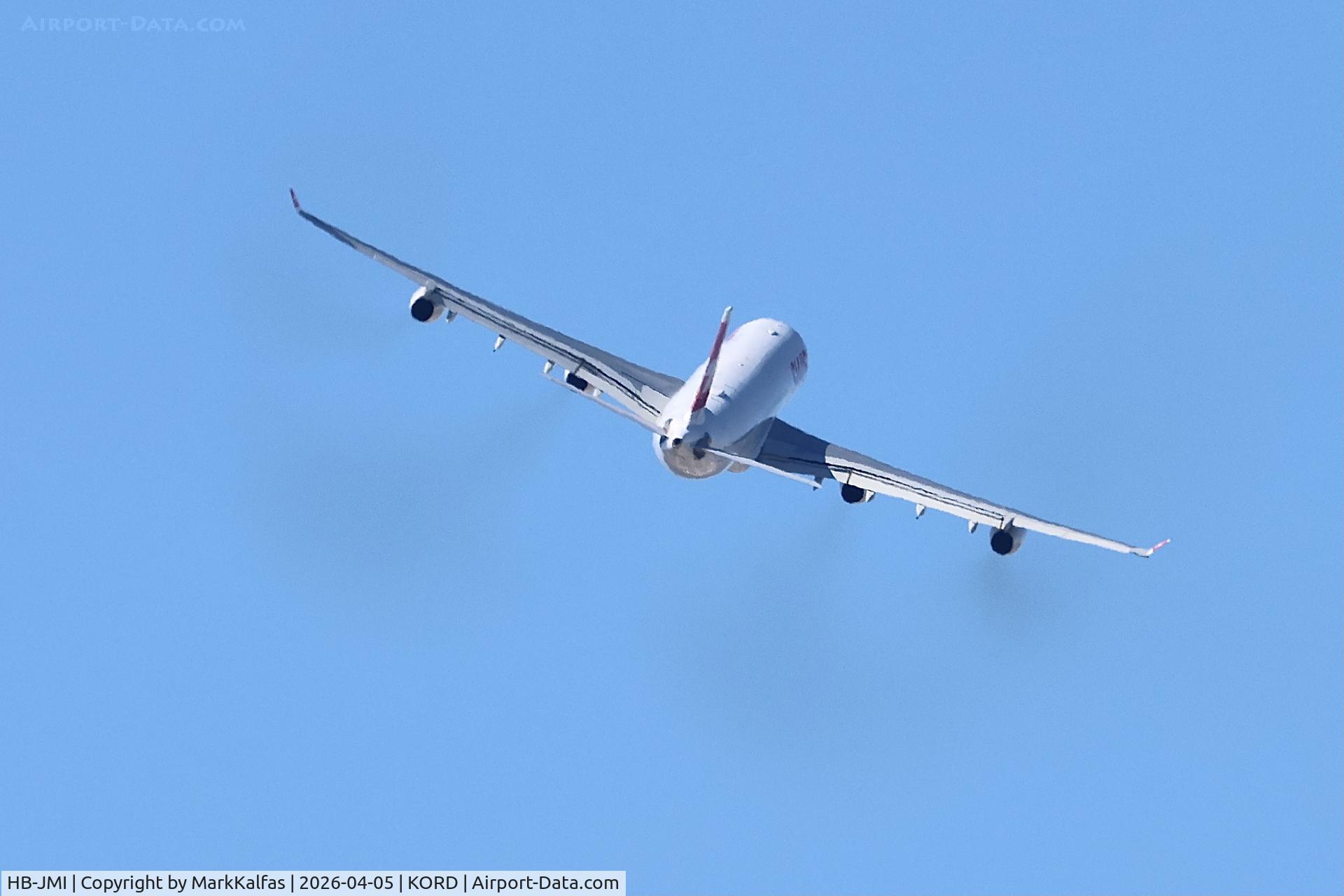 HB-JMI, 2004 Airbus A340-313, c/n 598, A343 Swiss Airbus A340-313, HB-JMI departing 27L KORD.
