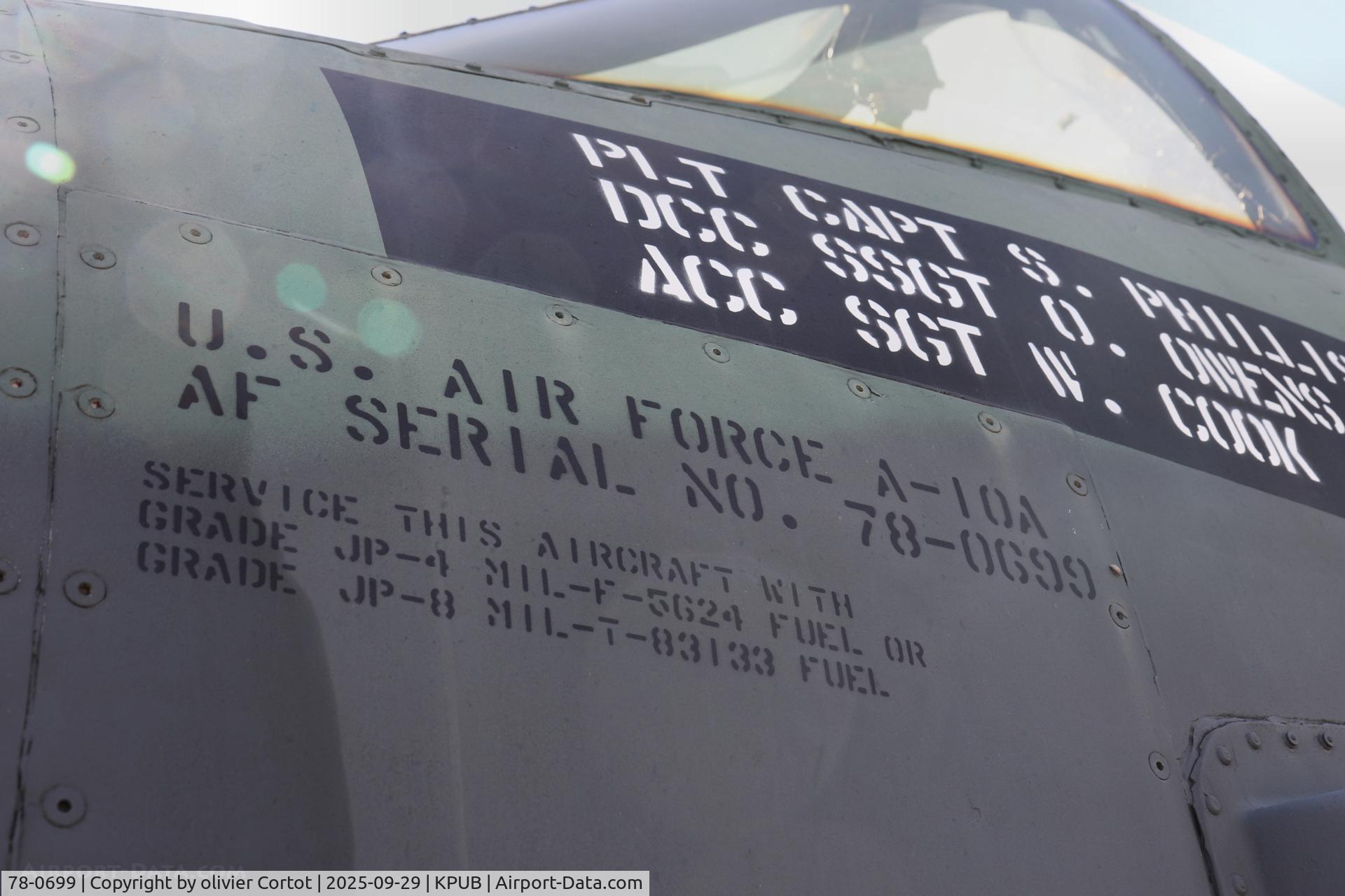 78-0699, 1978 Fairchild Republic A-10A Thunderbolt II, c/n 319, Pueblo air museum