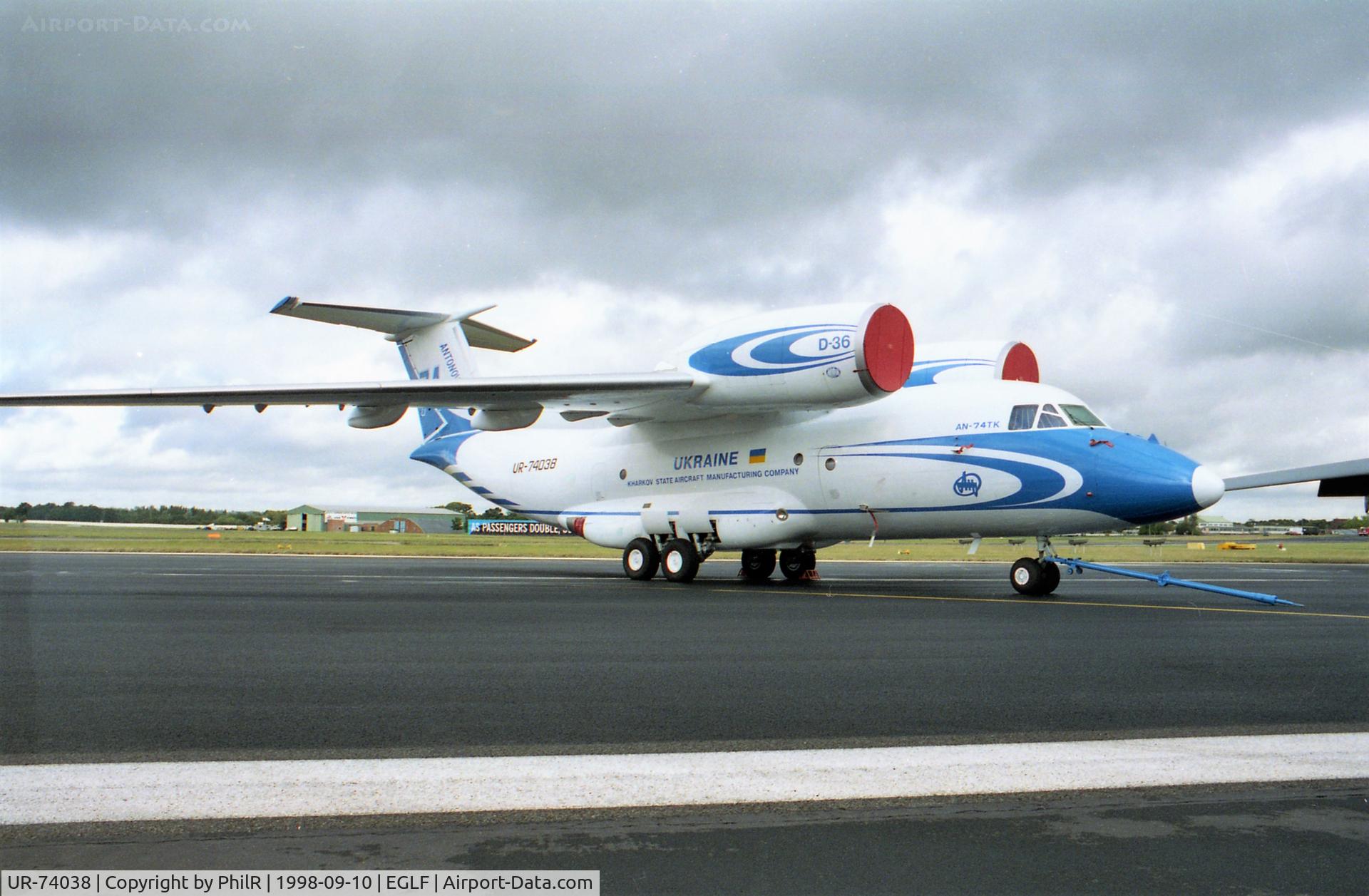 UR-74038, 1998 Antonov An-74TK-200, c/n 36547097933, UR-74038 1998 An-74TK-200 Antanov SBAC 