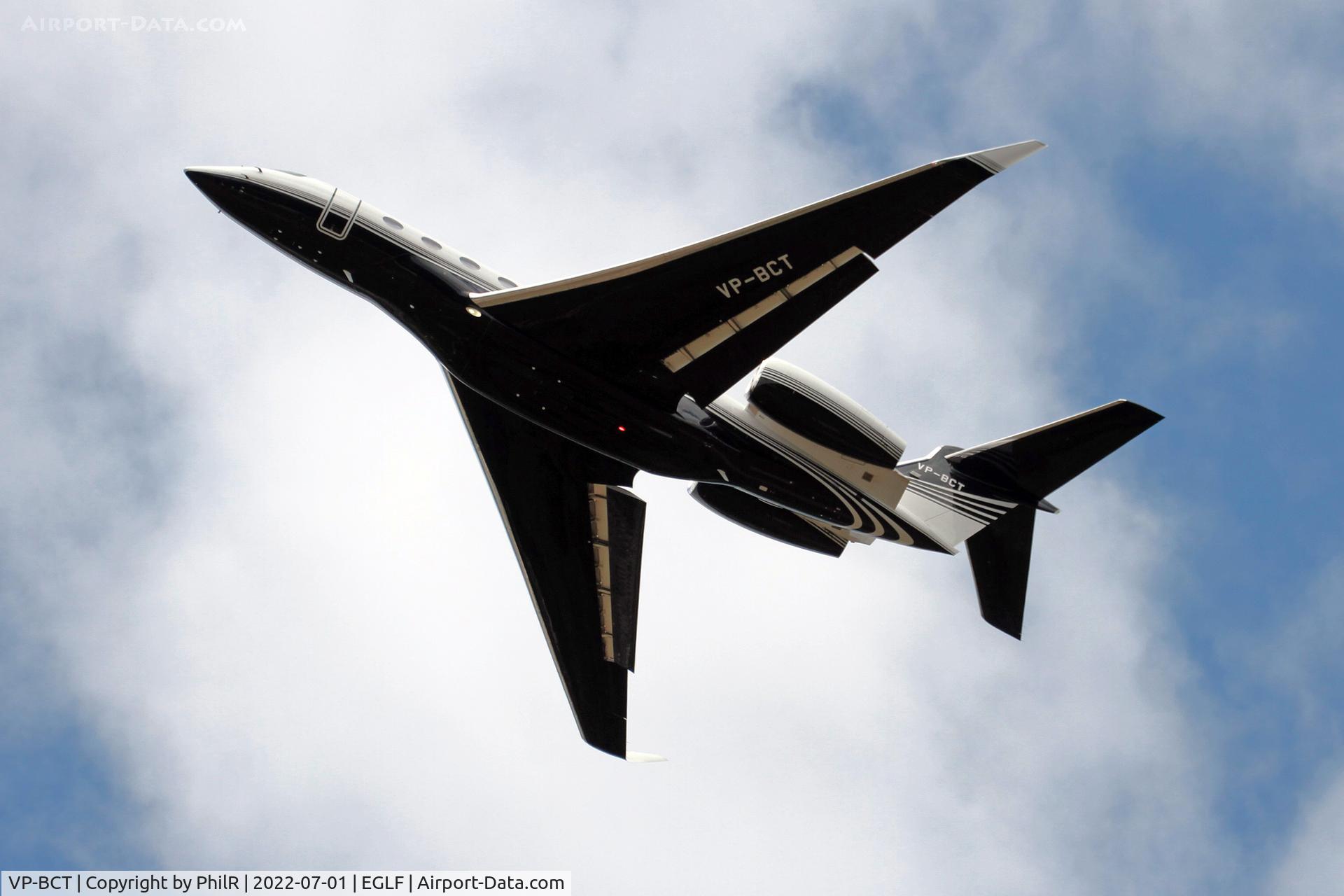 VP-BCT, 2016 Gulfstream Aerospace G650 (G-VI), c/n 6169, VP-BCT 2015 Gulfstream G650 Farnborough 
